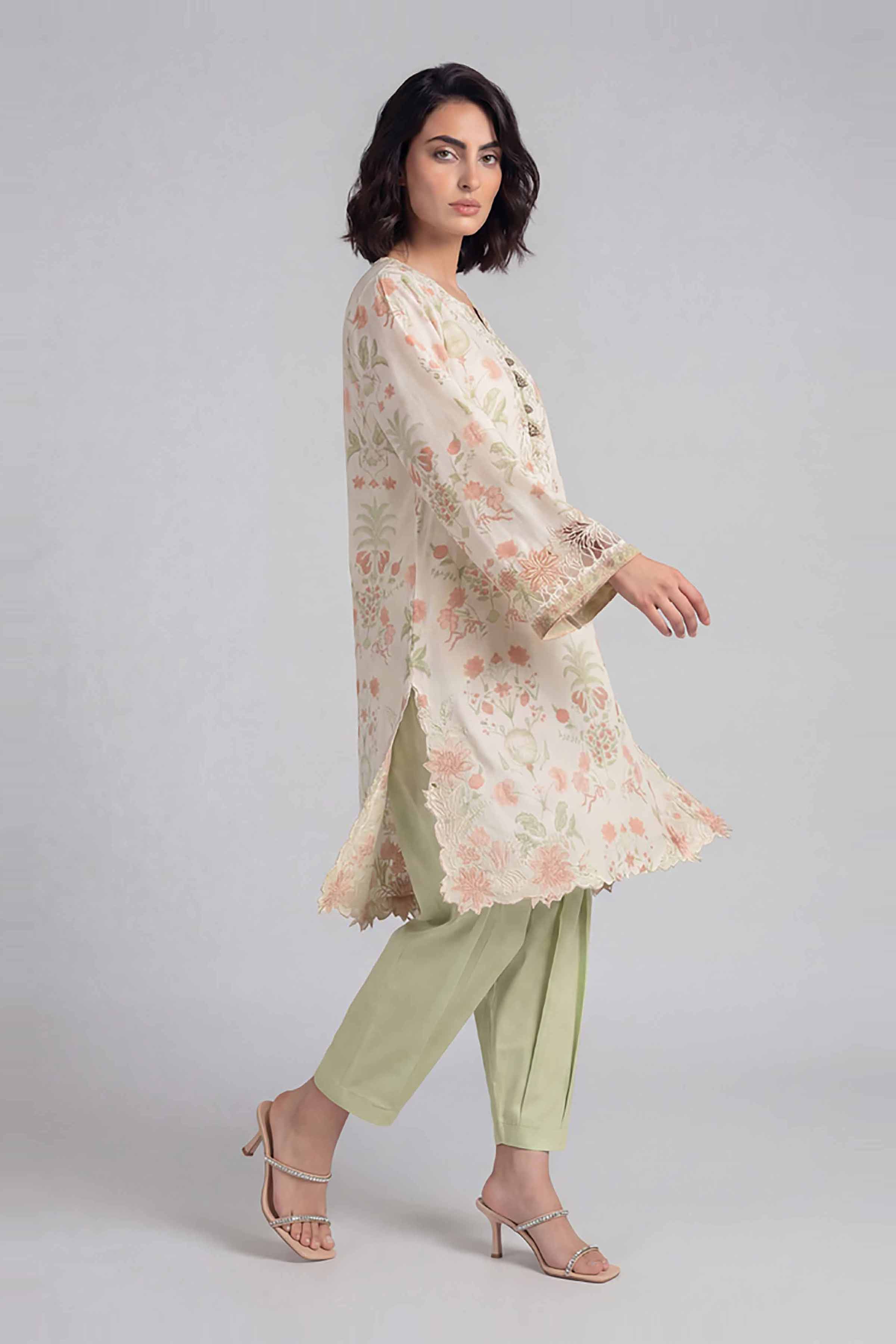 2 Piece - Printed Embroidered Suit - 42601654 Beige Lawn 2PC Embroidered