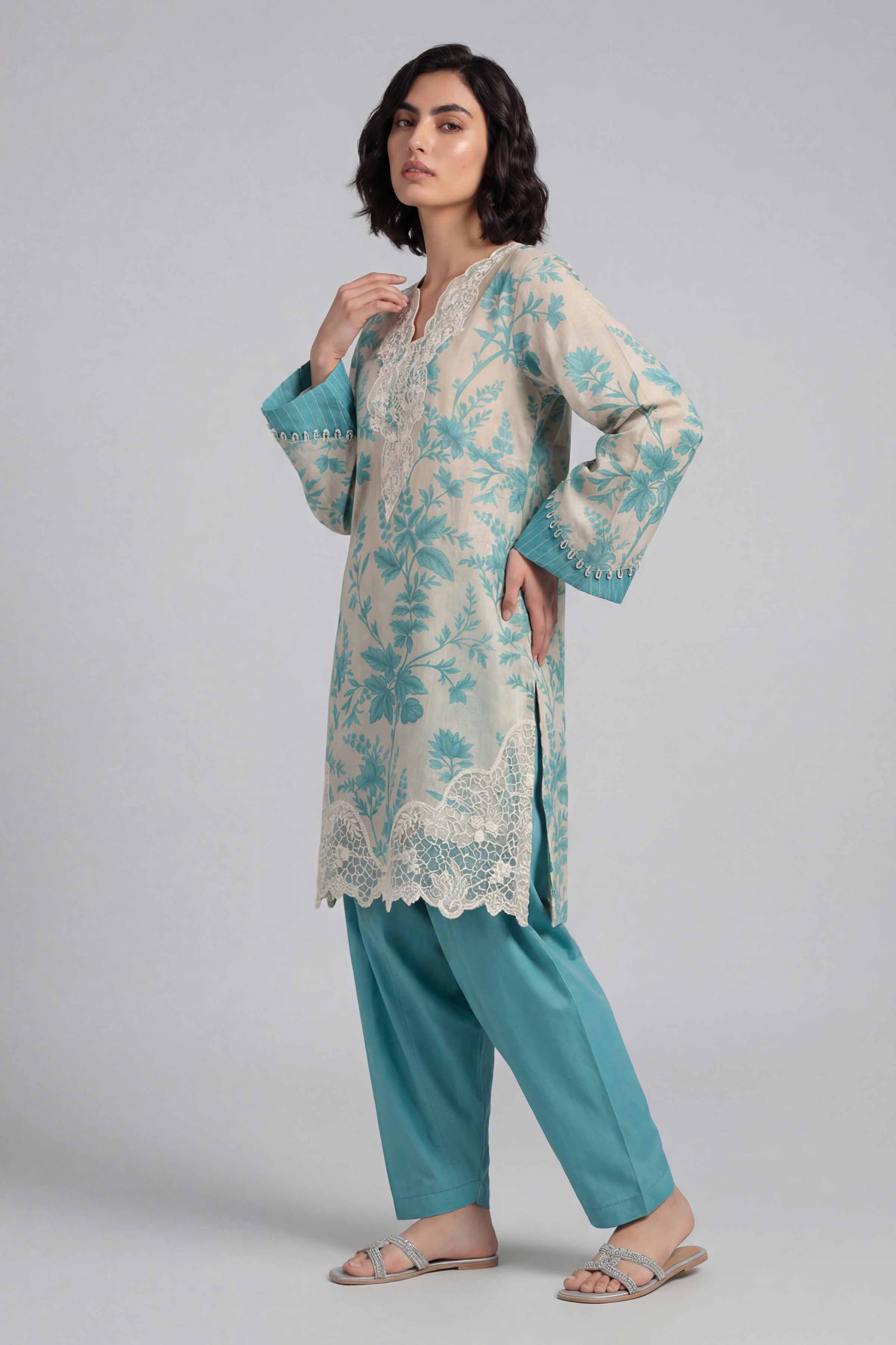 2 Piece - Printed Embroidered Suit - 42601655 Beige Lawn 2PC Embroidered