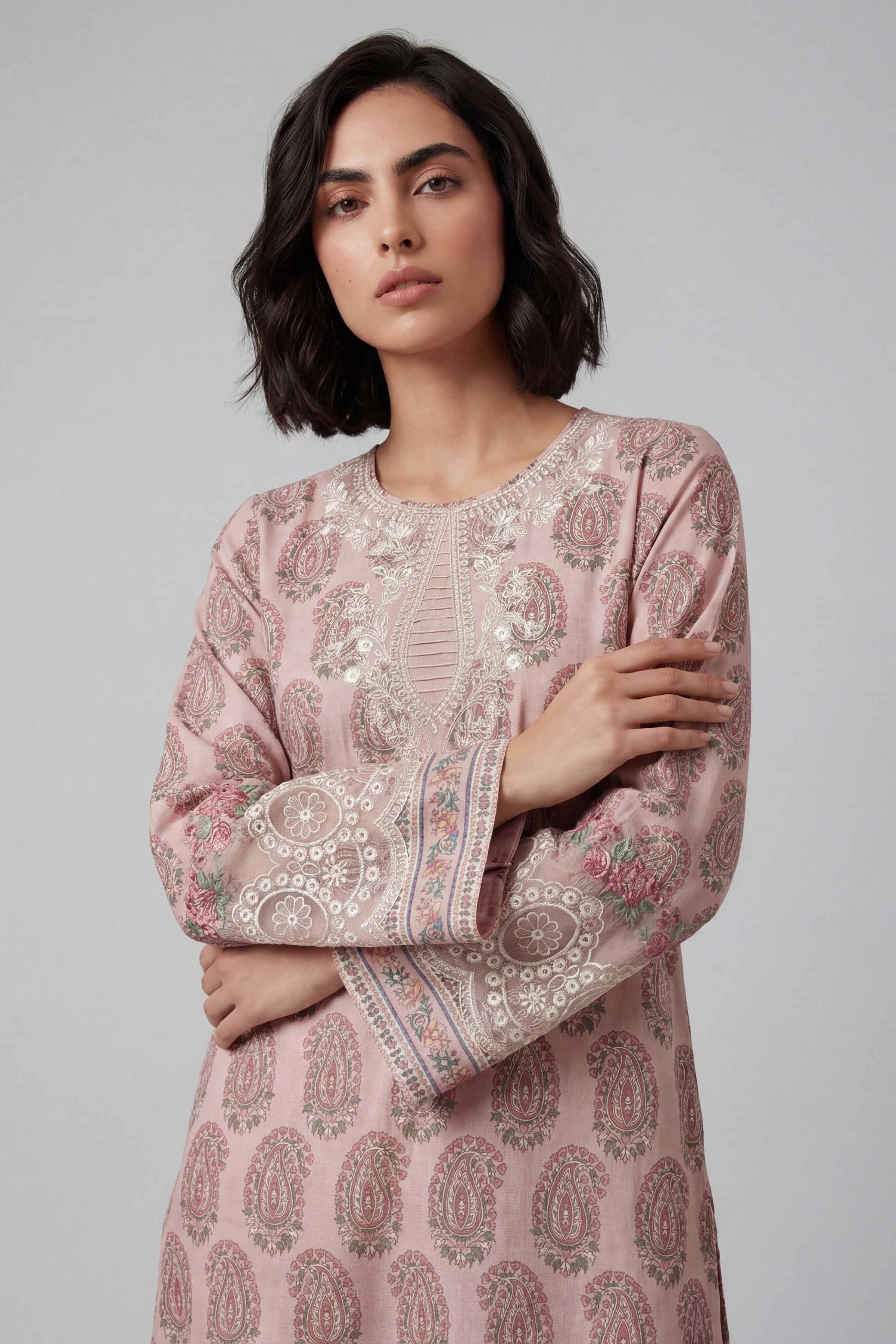 2 Piece - Printed Embroidered Suit - 42601661