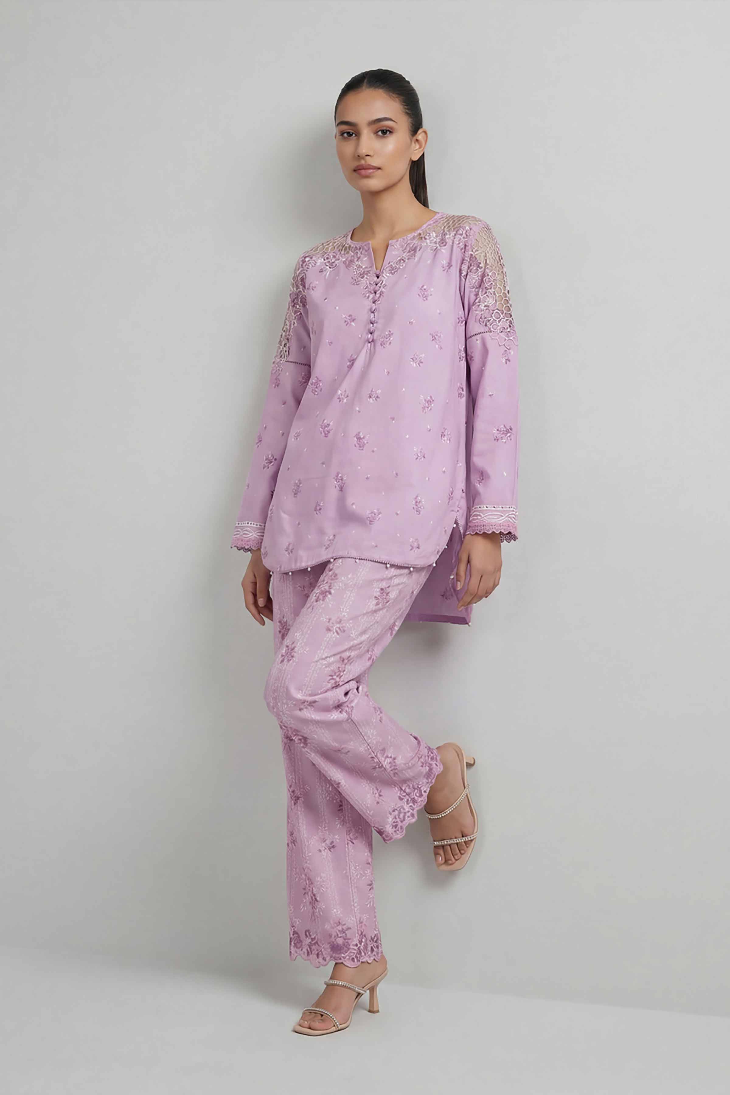 2 Piece - Printed Embroidered Suit - 42601666