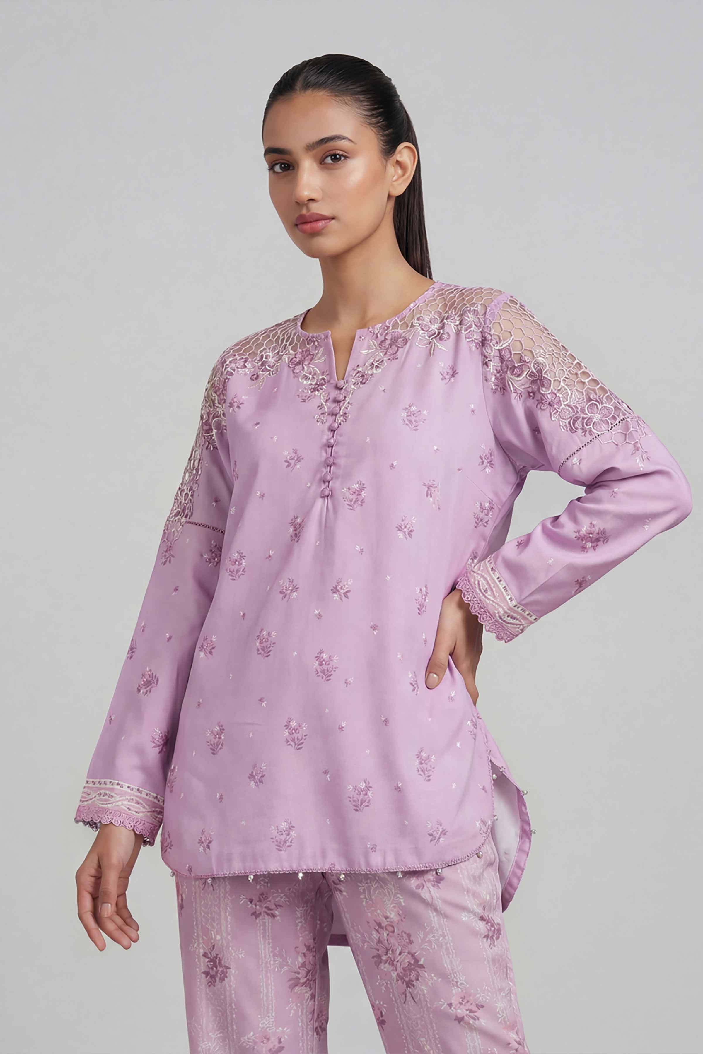 2 Piece - Printed Embroidered Suit - 42601666