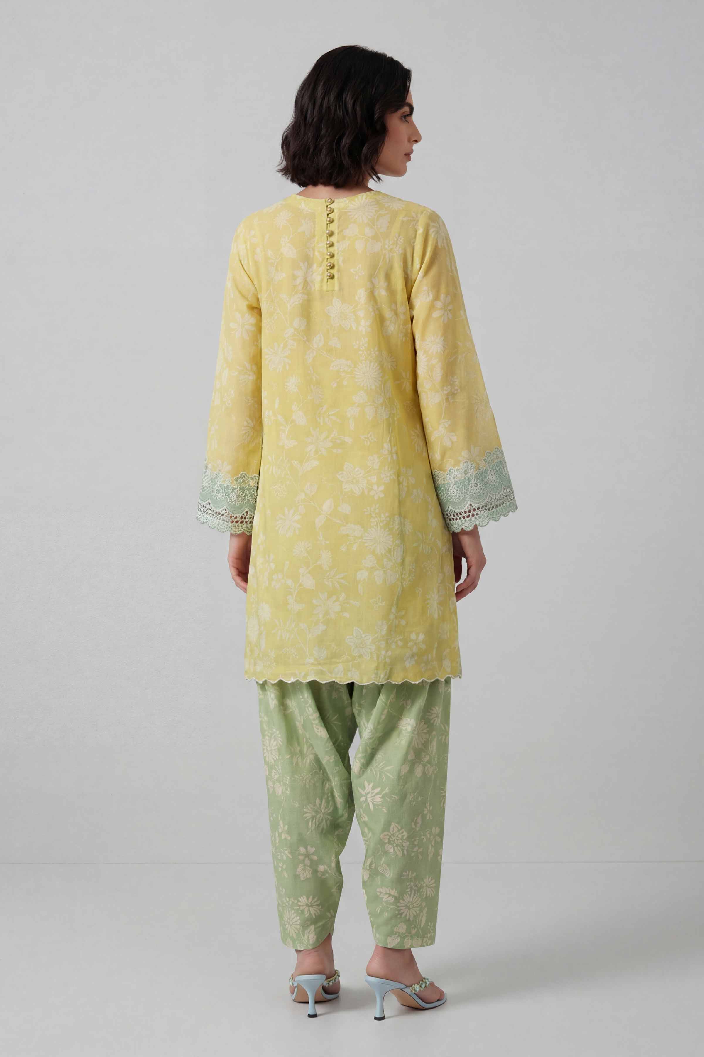 2 Piece - Printed Embroidered Suit - 42601671 Yellow Lawn 2PC Embroidered