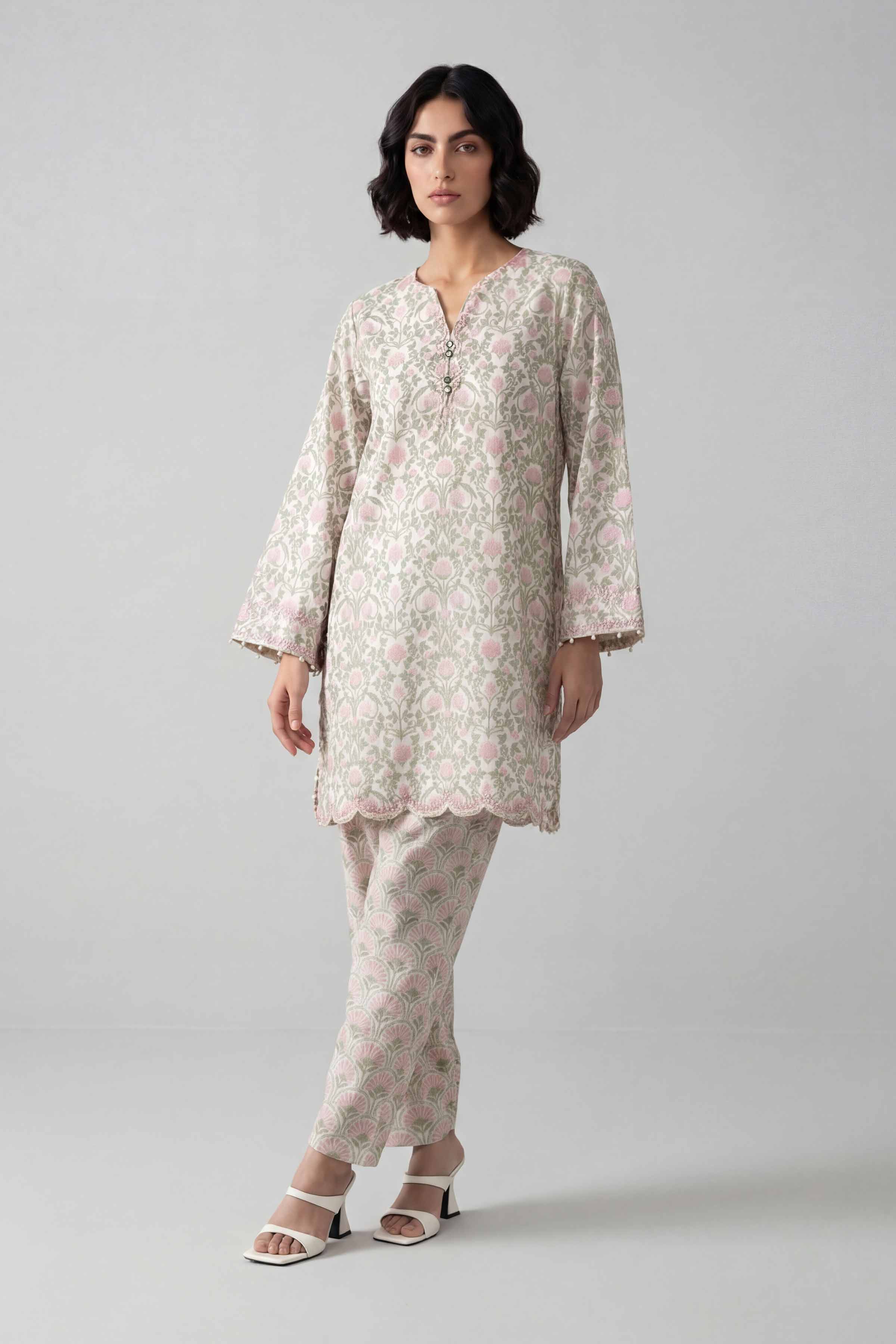 2 Piece - Printed Embroidered Suit - 42601672 Beige Lawn 2PC Embroidered