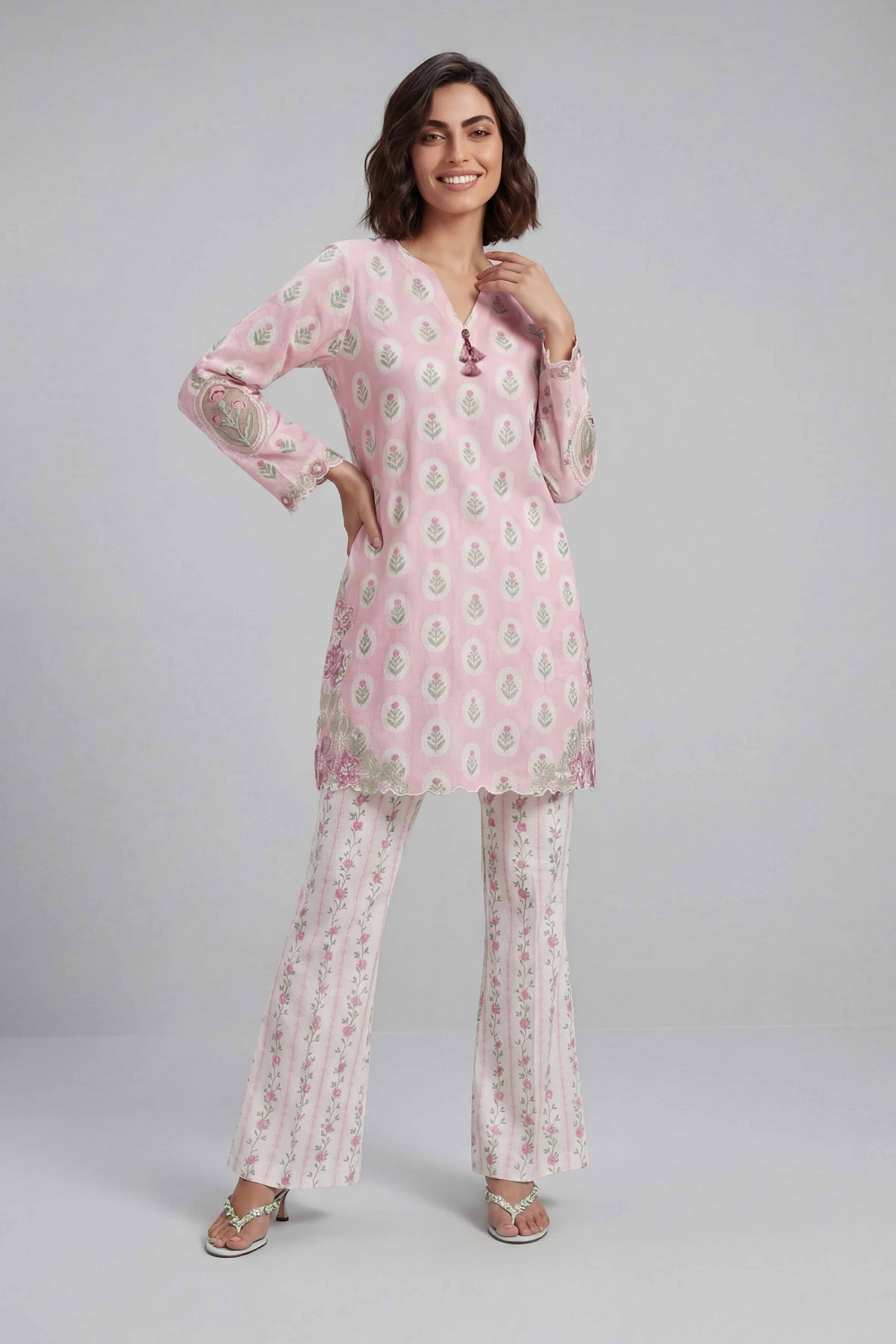 2 Piece - Printed Embroidered Suit - 42601673 Pink Lawn 2PC Embroidered
