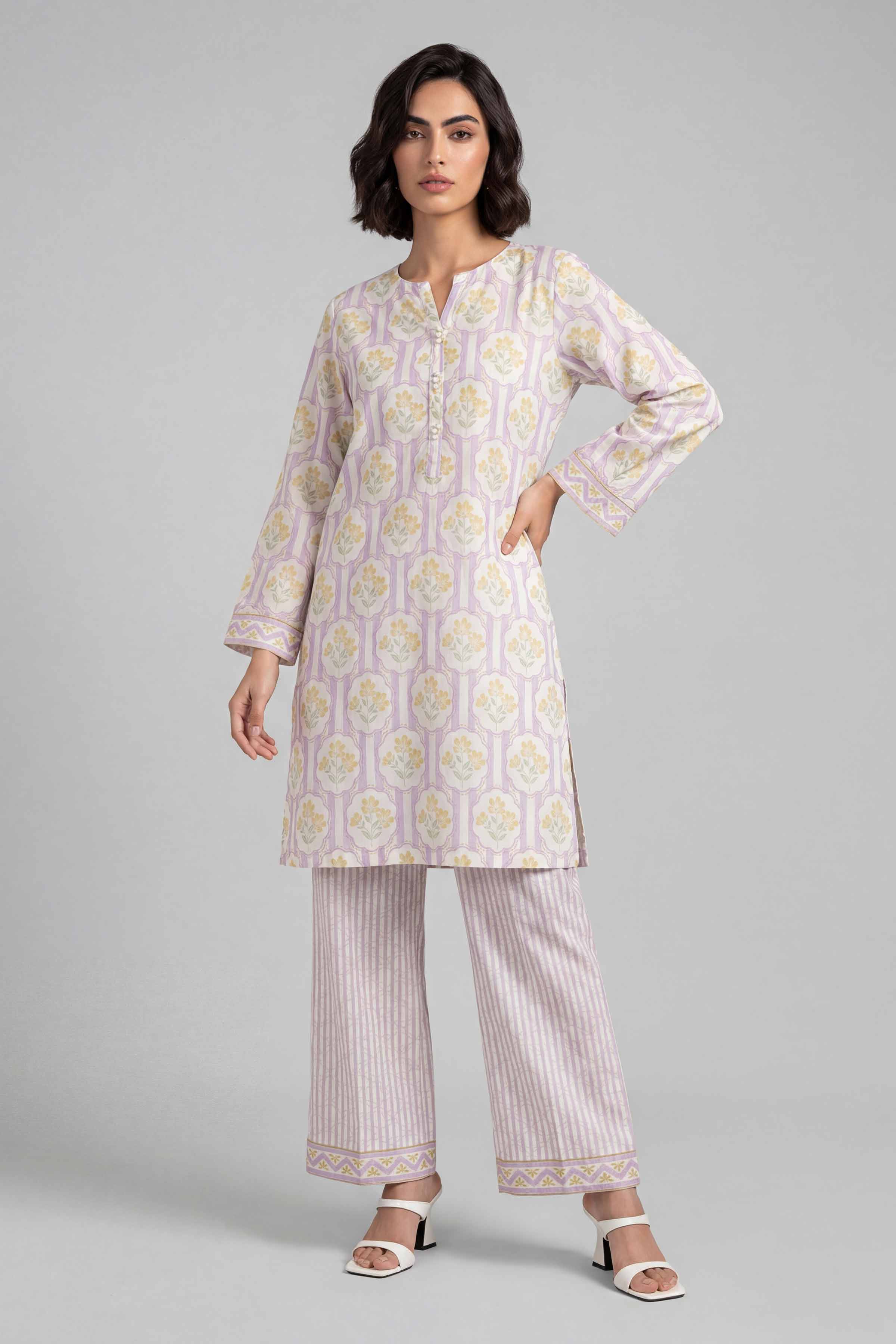 2 Piece - Printed Suit - 42601674 Cream Lawn 2PC Printed