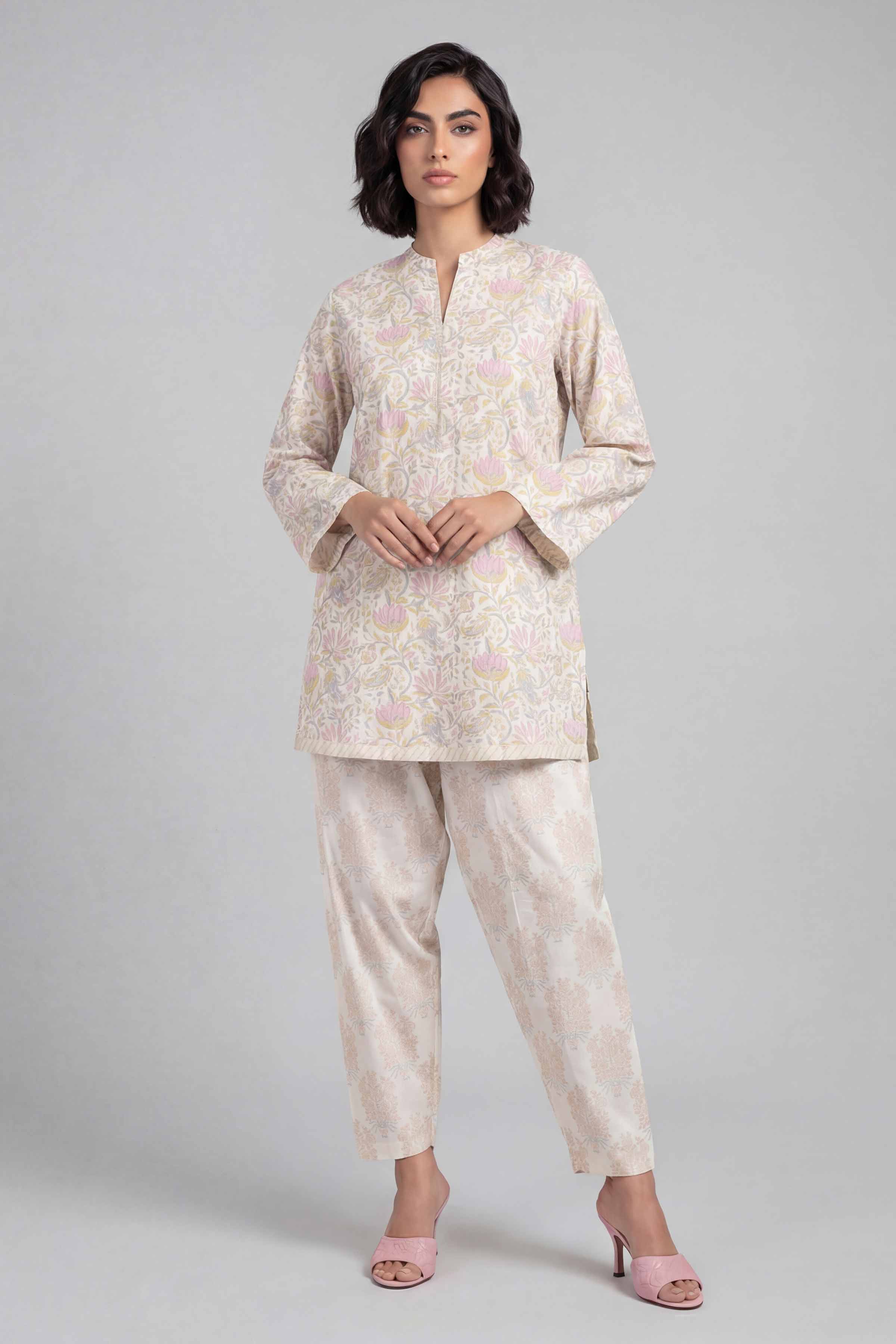 2 Piece - Printed Suit - 42601675 Cream Lawn 2PC Printed