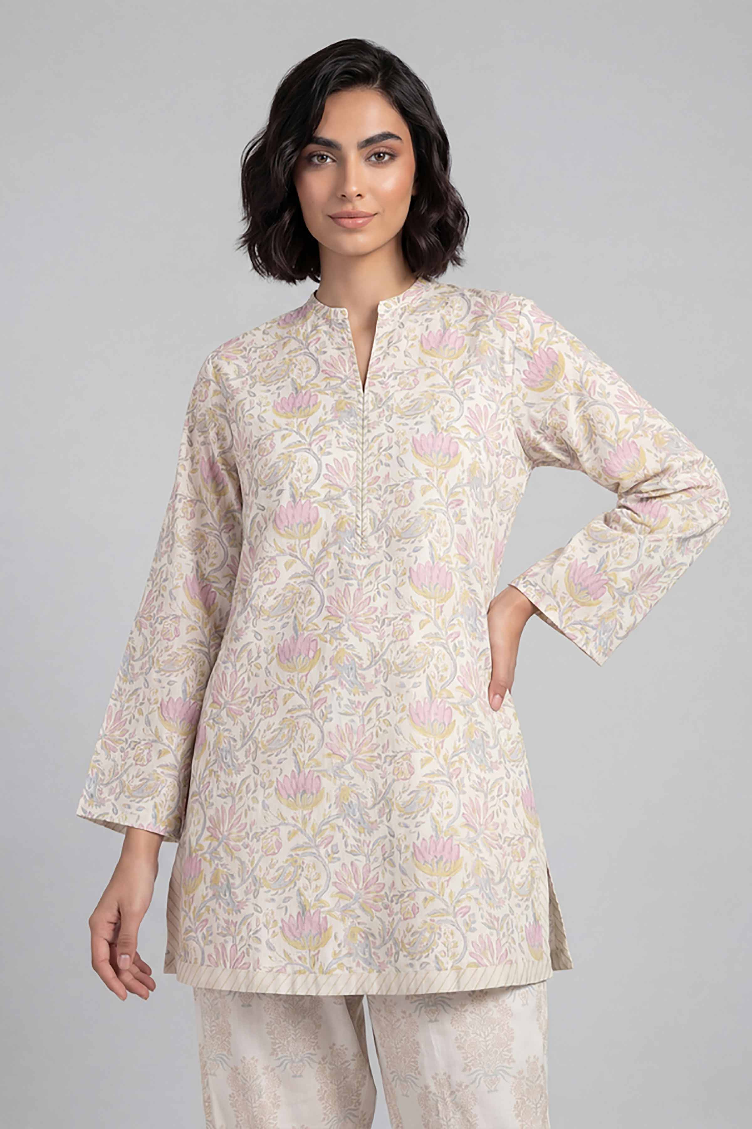 2 Piece - Printed Suit - 42601675 Cream Lawn 2PC Printed