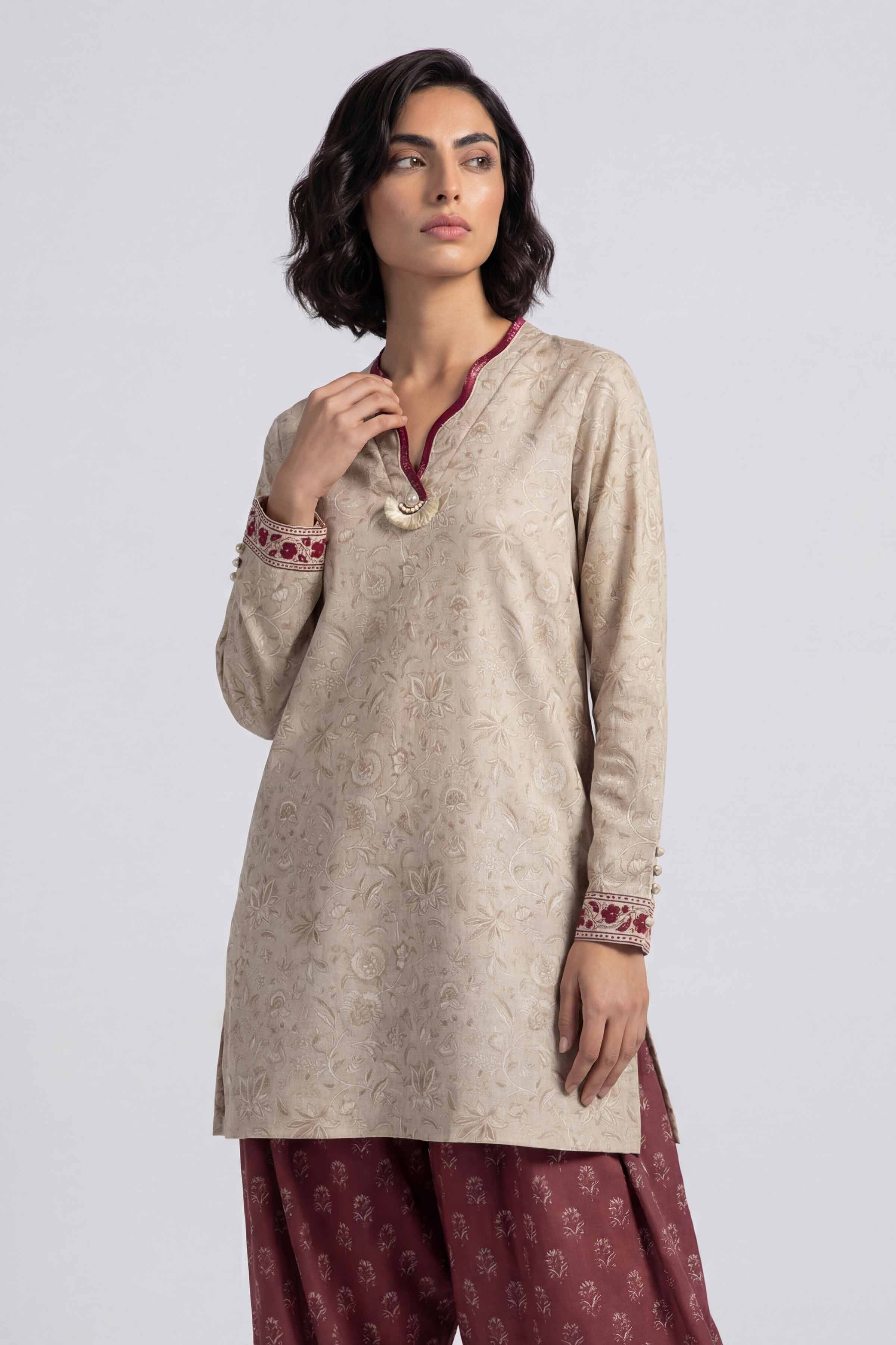 2 Piece - Printed Suit - 42601676 Beige Lawn 2PC Printed