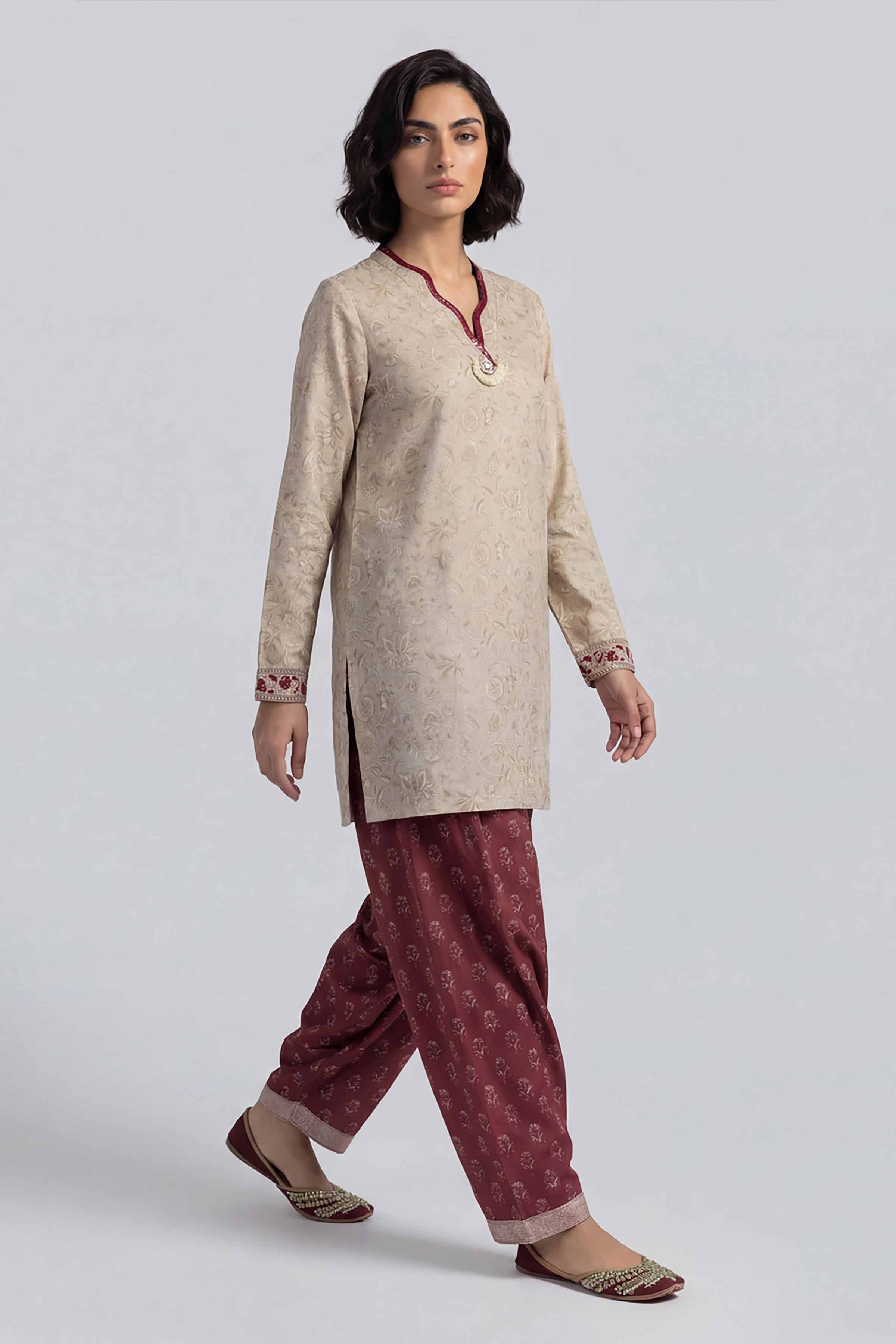 2 Piece - Printed Suit - 42601676 Beige Lawn 2PC Printed