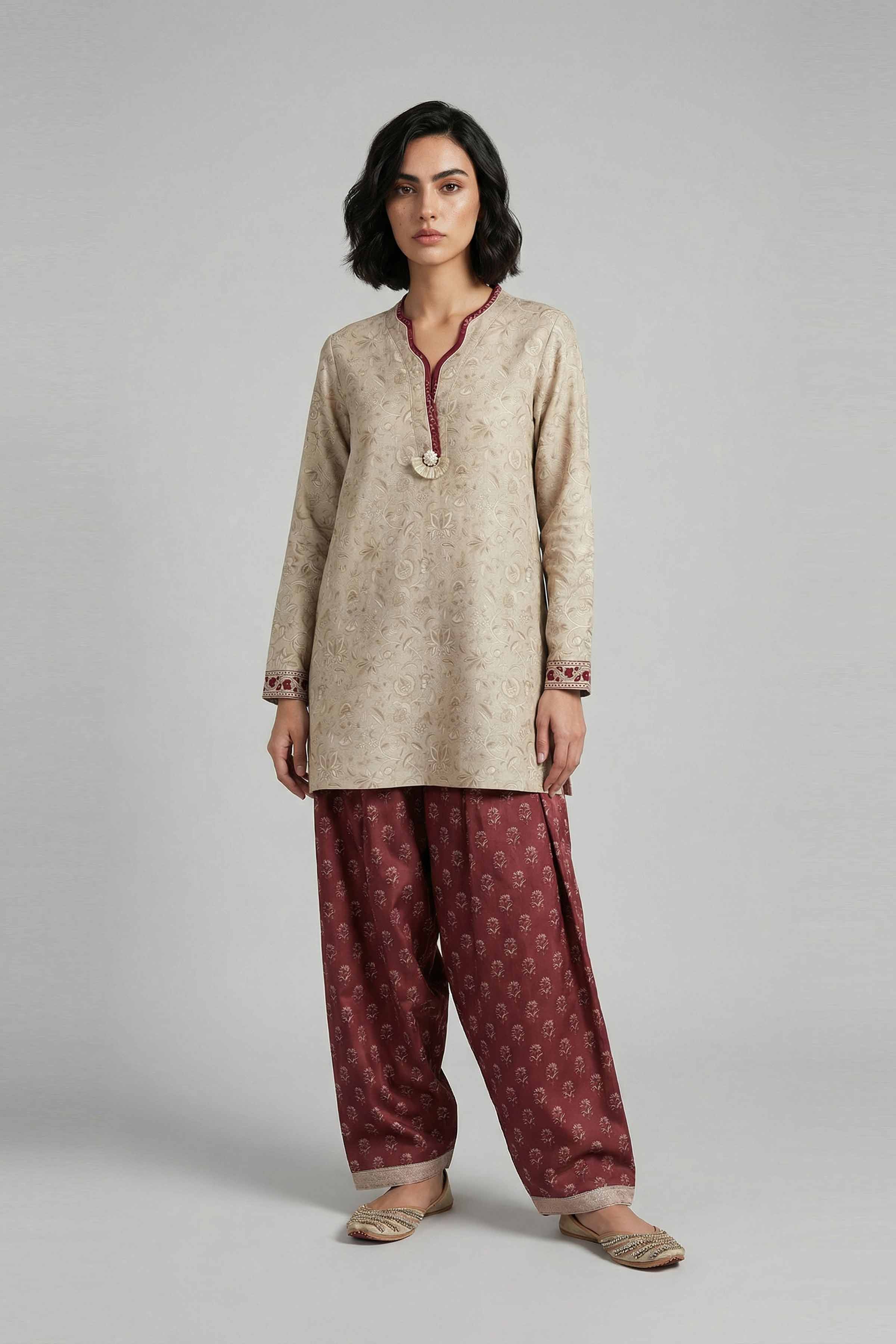 2 Piece - Printed Suit - 42601676 Beige Lawn 2PC Printed