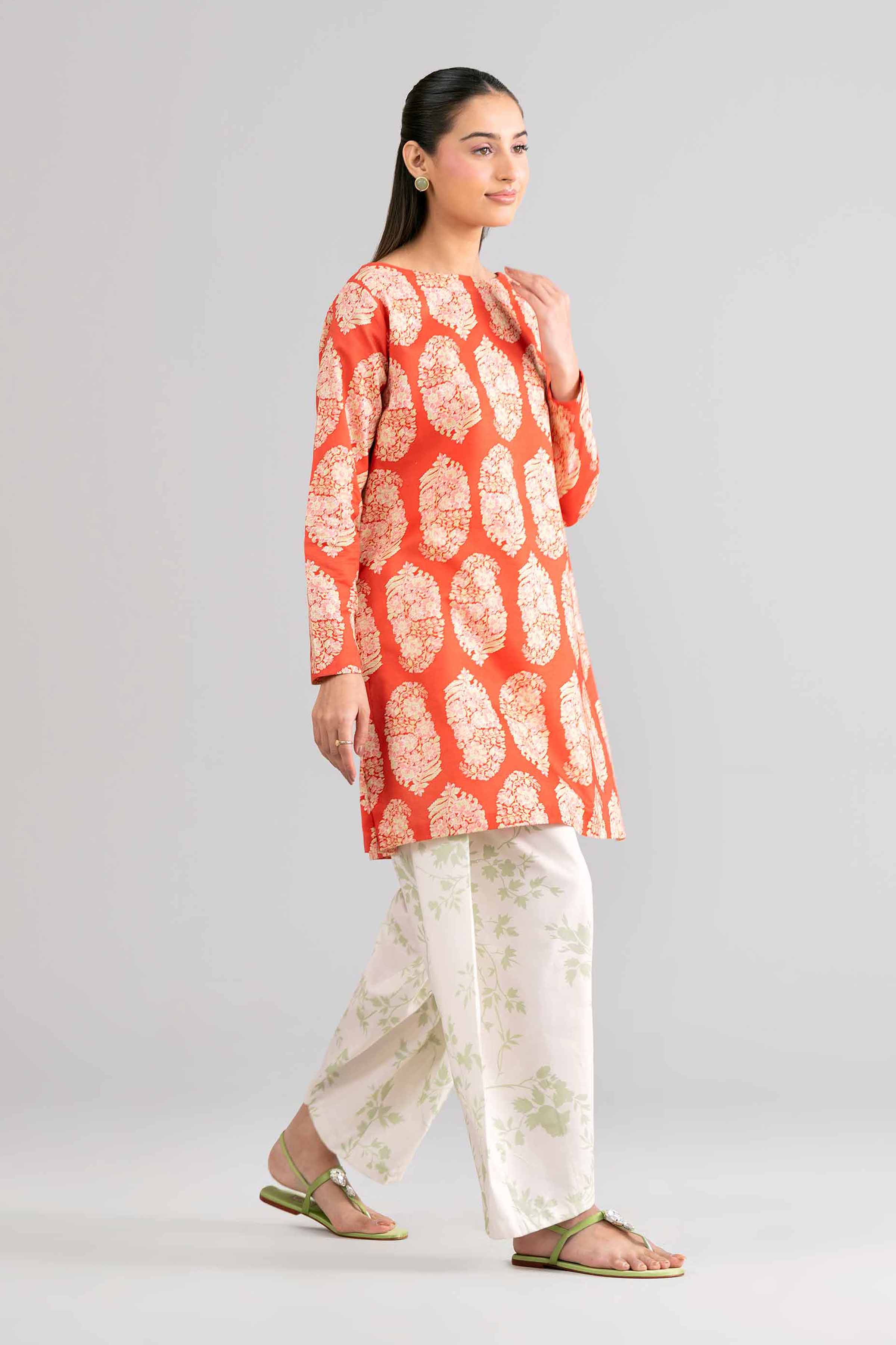 2 Piece - Printed Suit - 42601678 Orange Lawn 2PC Printed