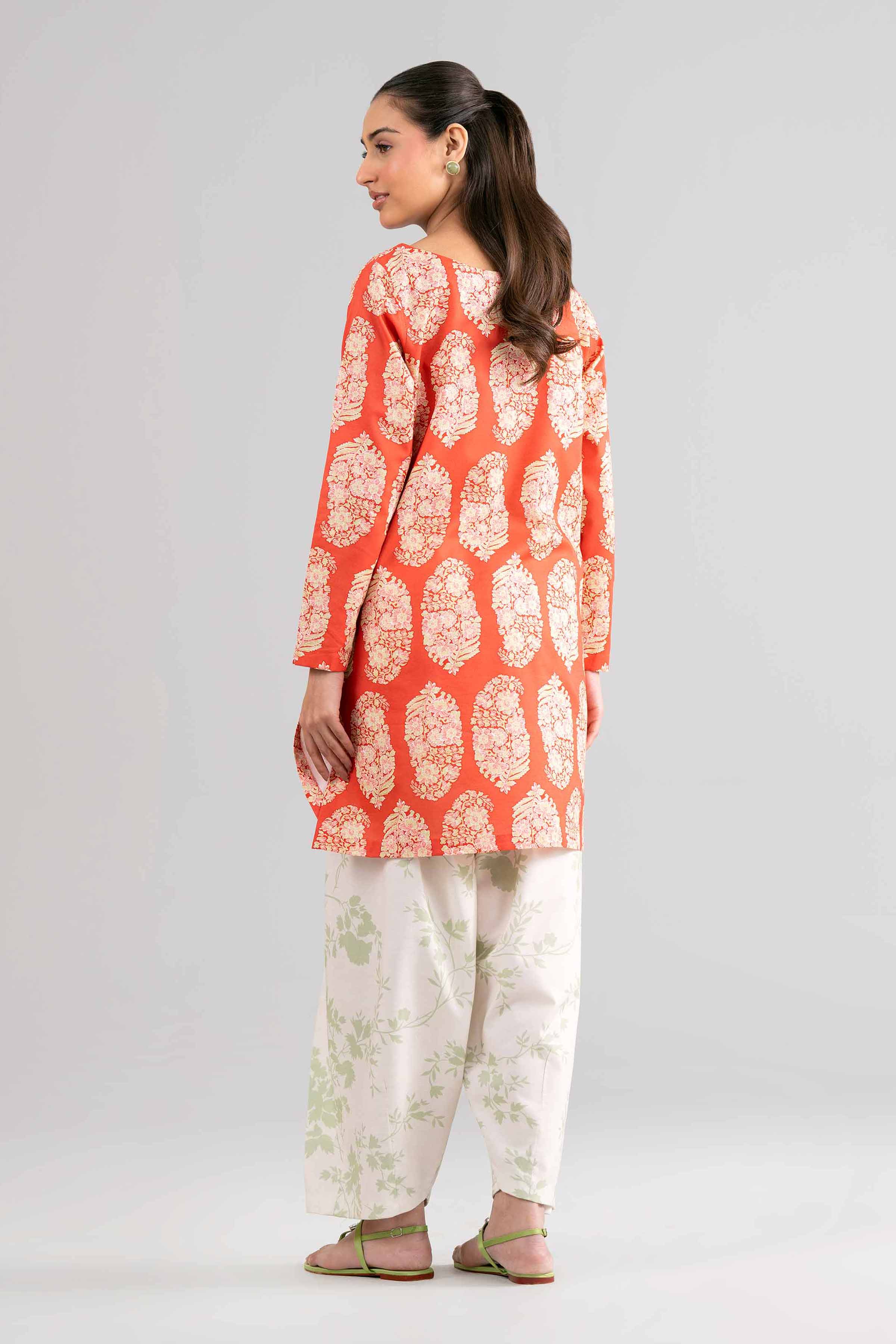 2 Piece - Printed Suit - 42601678 Orange Lawn 2PC Printed