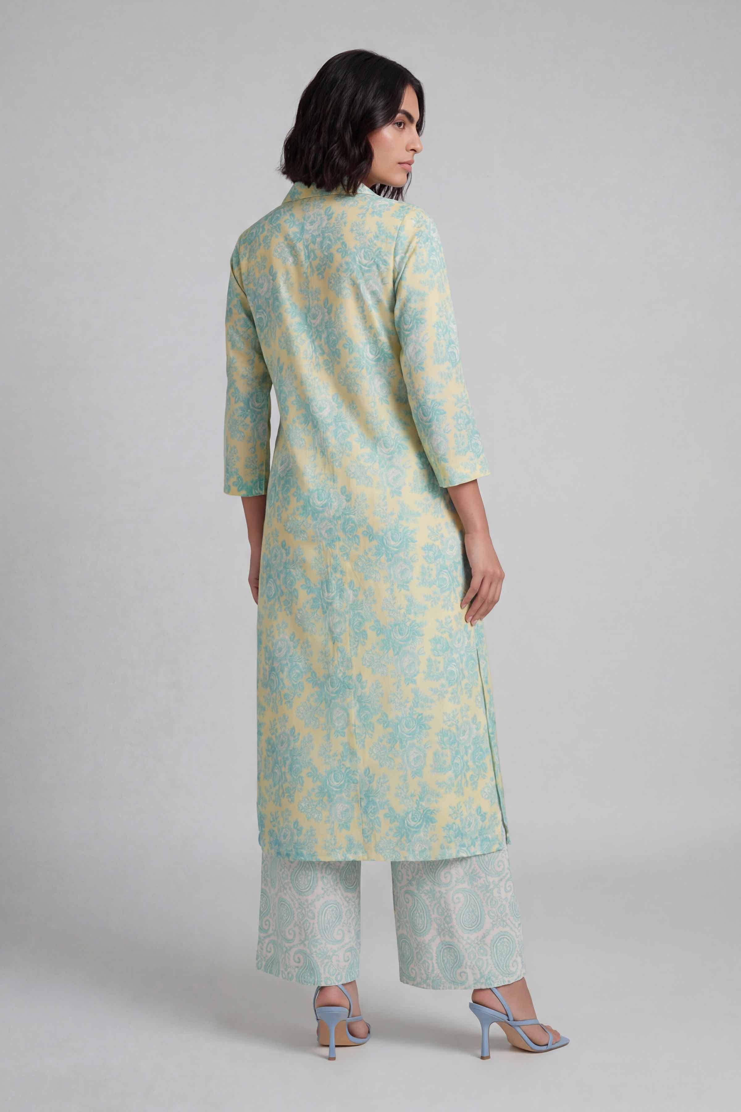 2 Piece - Printed Suit - 42601680 Yellow Lawn 2PC Printed