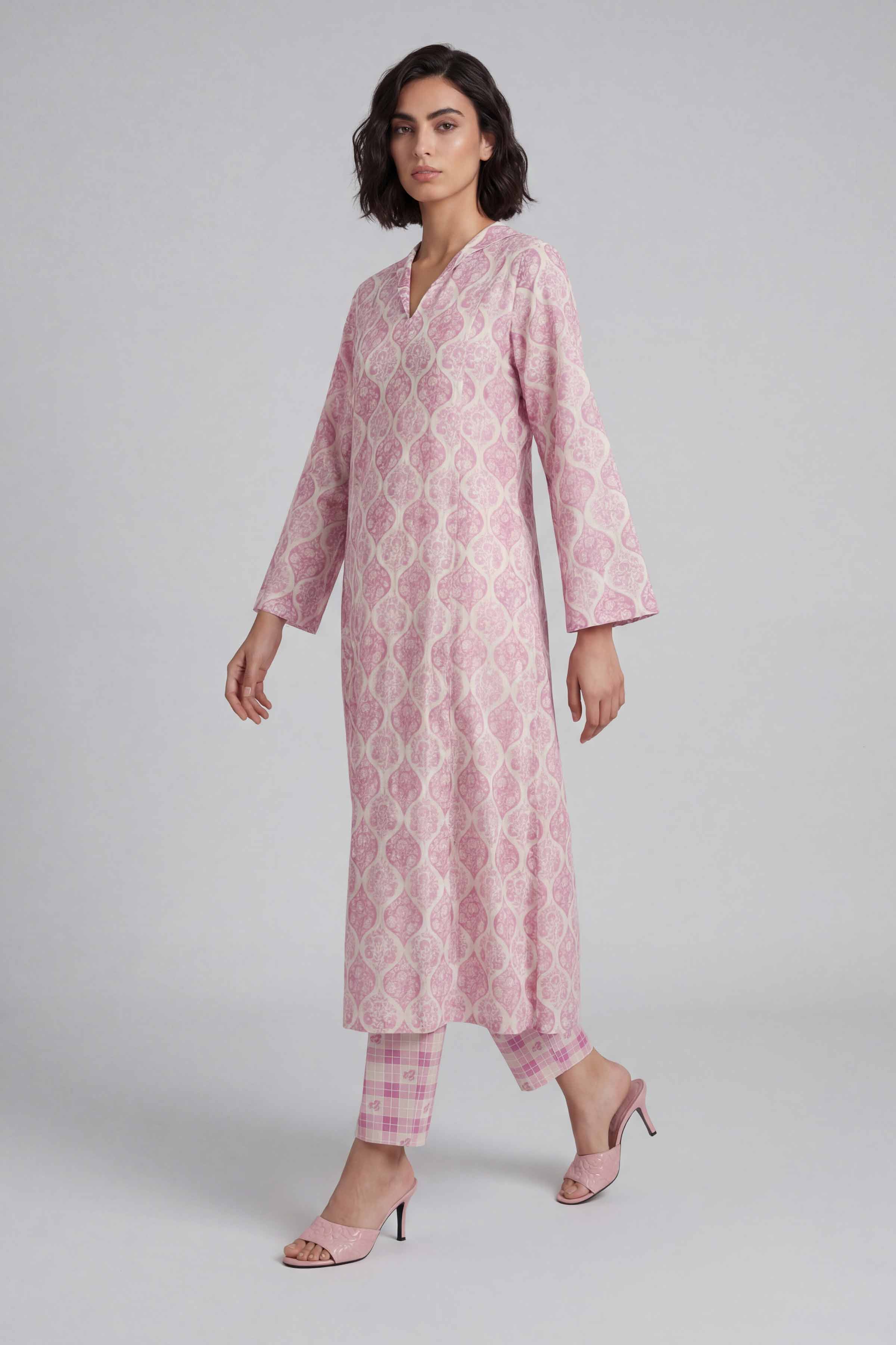 2 Piece - Printed Suit - 42601681 Pink Lawn 2PC Printed