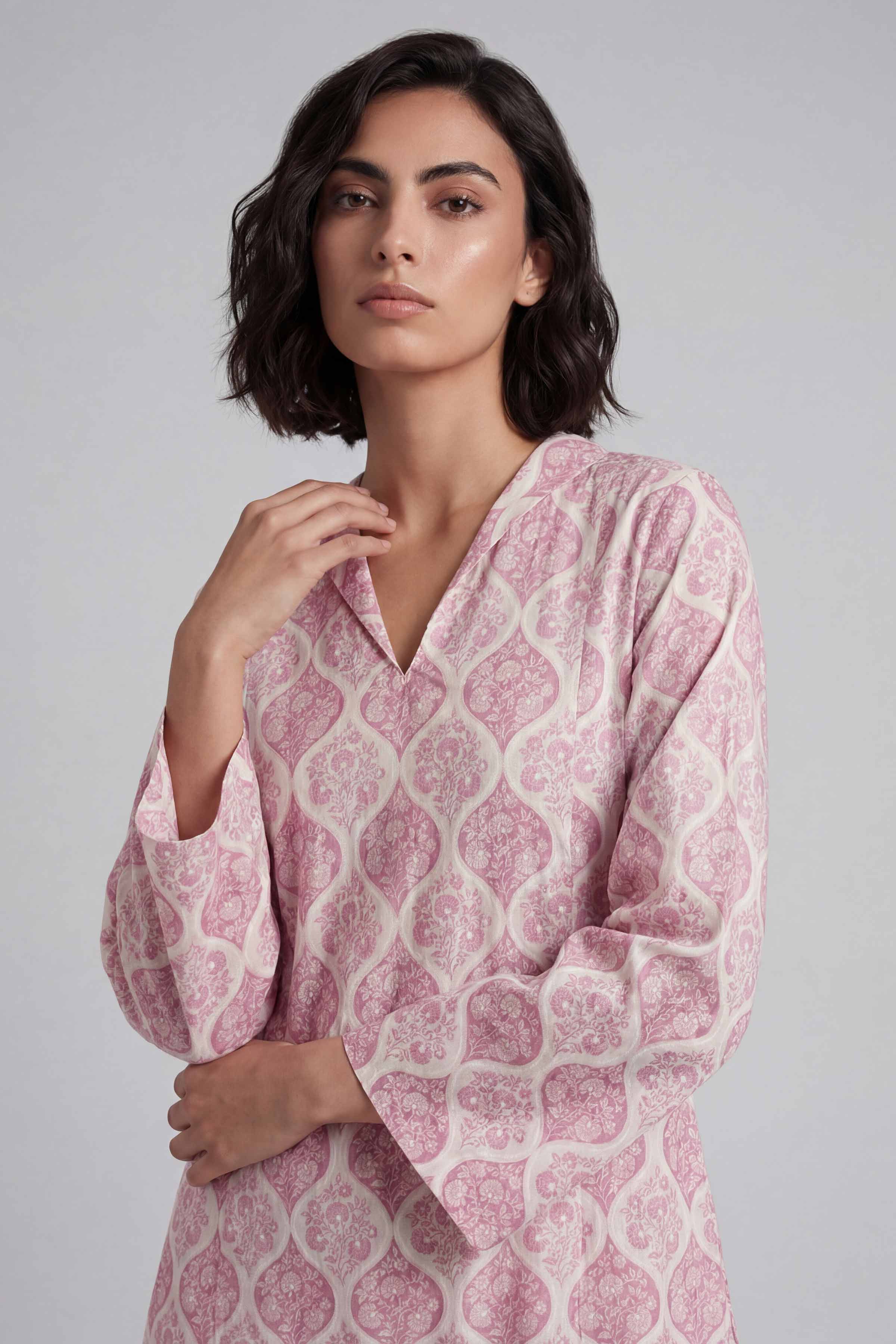 2 Piece - Printed Suit - 42601681 Pink Lawn 2PC Printed