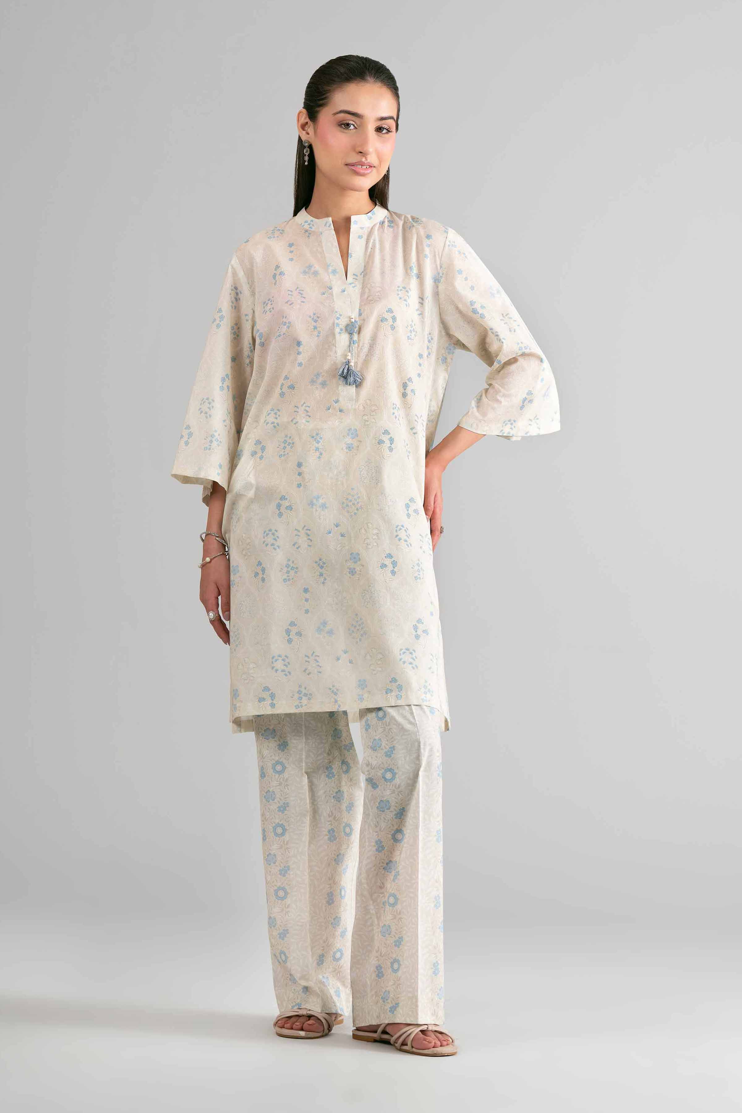 2 Piece - Printed Suit - 42601683 Cream Lawn 2PC Printed