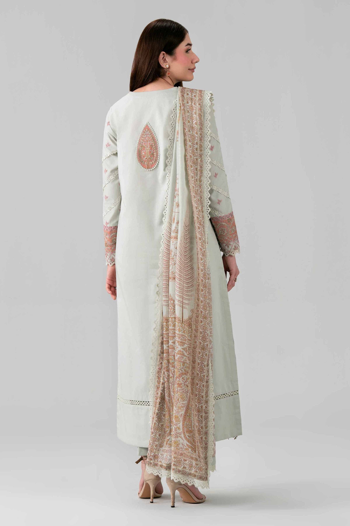 NISHAT UAE 3Pc Embroidered Unstitched Women Green Lawn Suit