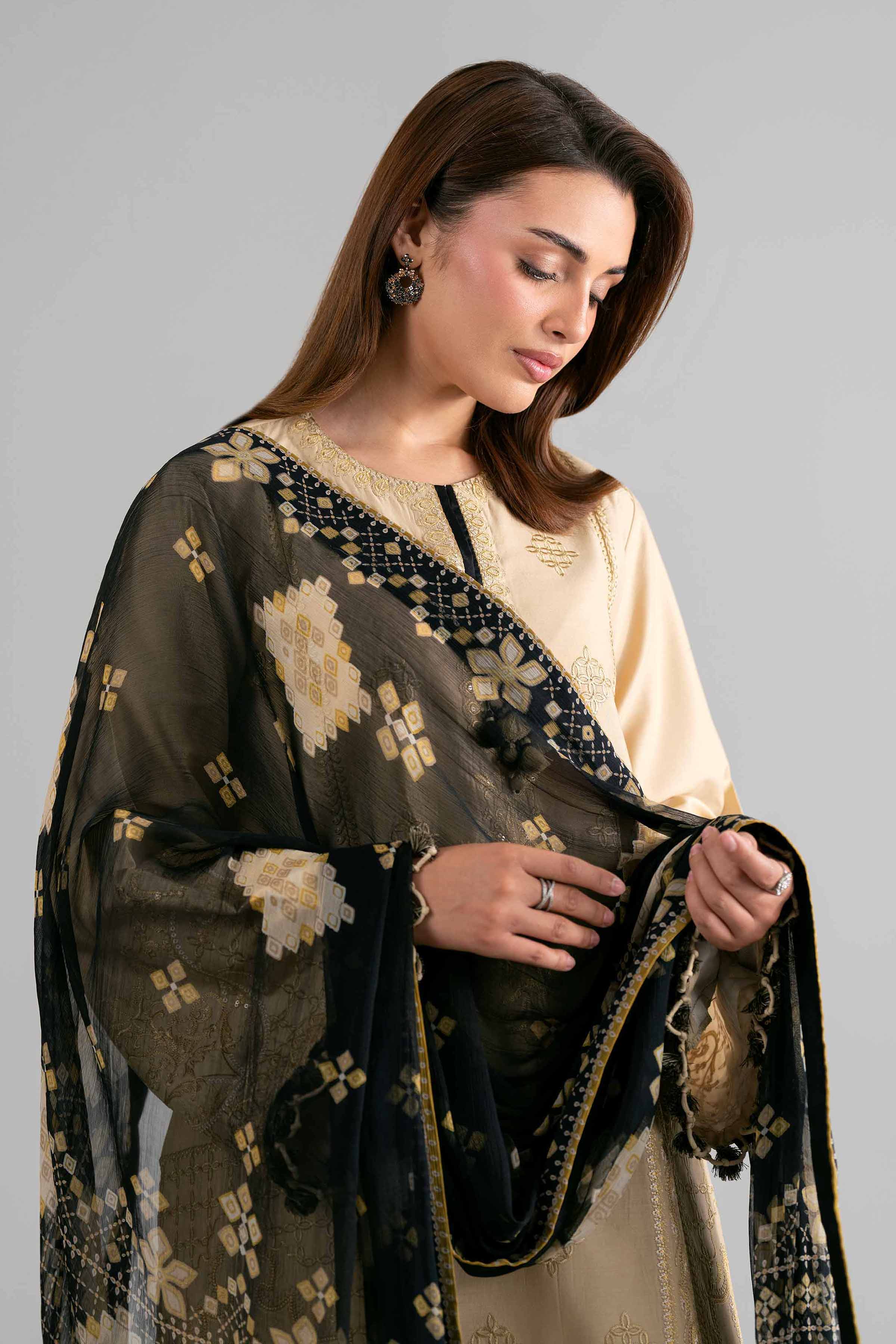 3 Piece - Digital Printed Embroidered Suit - 42601695 Beige Lawn 3PC Embroidered