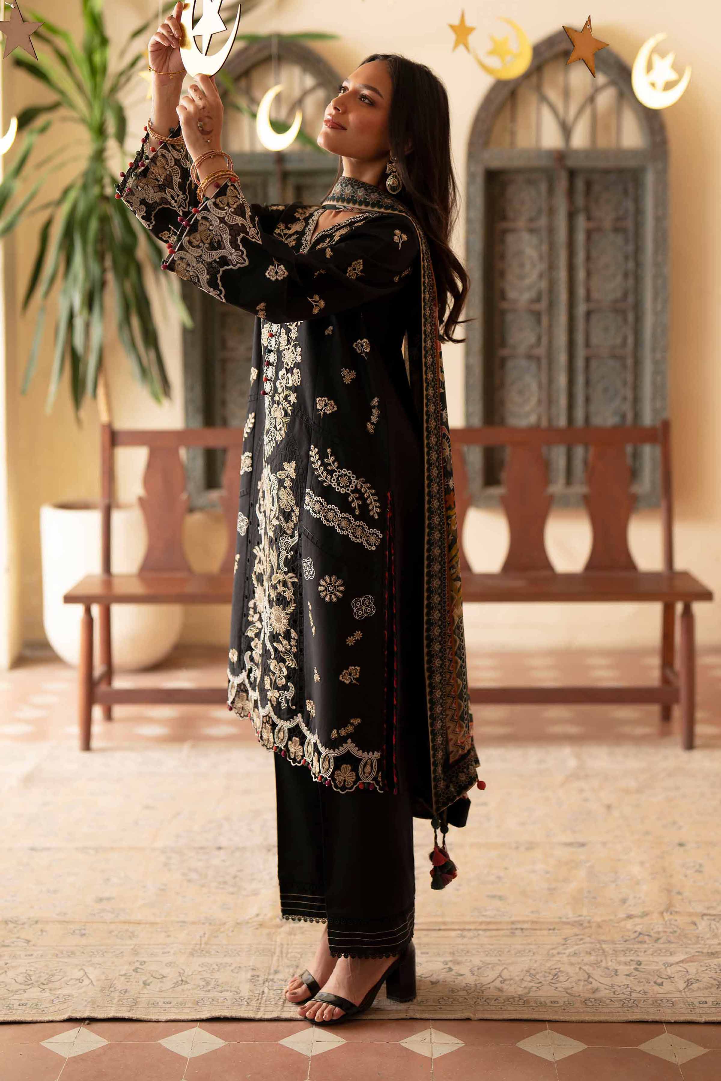 3 Piece - Digital Printed Embroidered Suit - 42601698 Black Lawn 3PC Embroidered