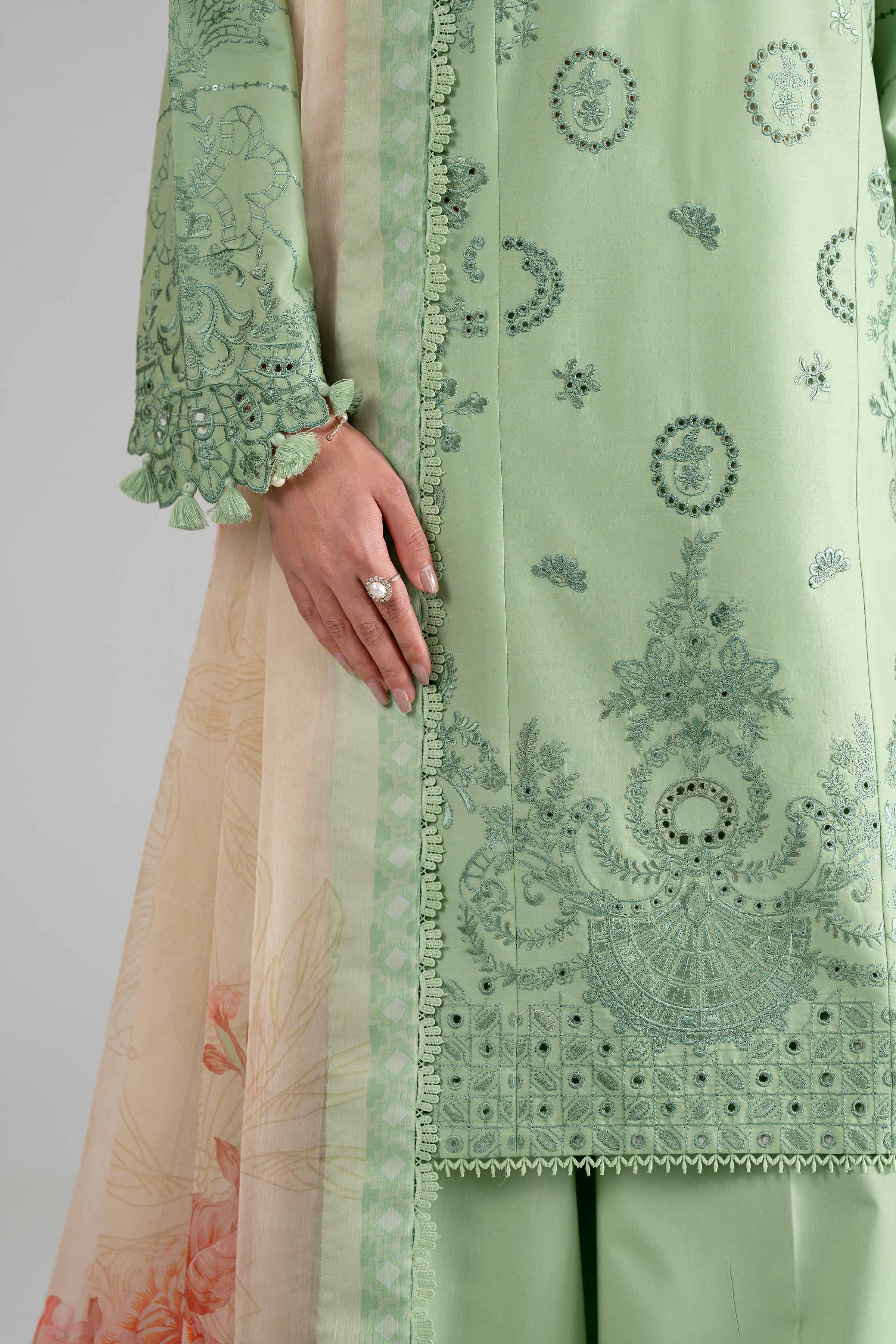 3 Piece - Digital Printed Embroidered Suit - 42601700 Green Lawn 3PC Embroidered