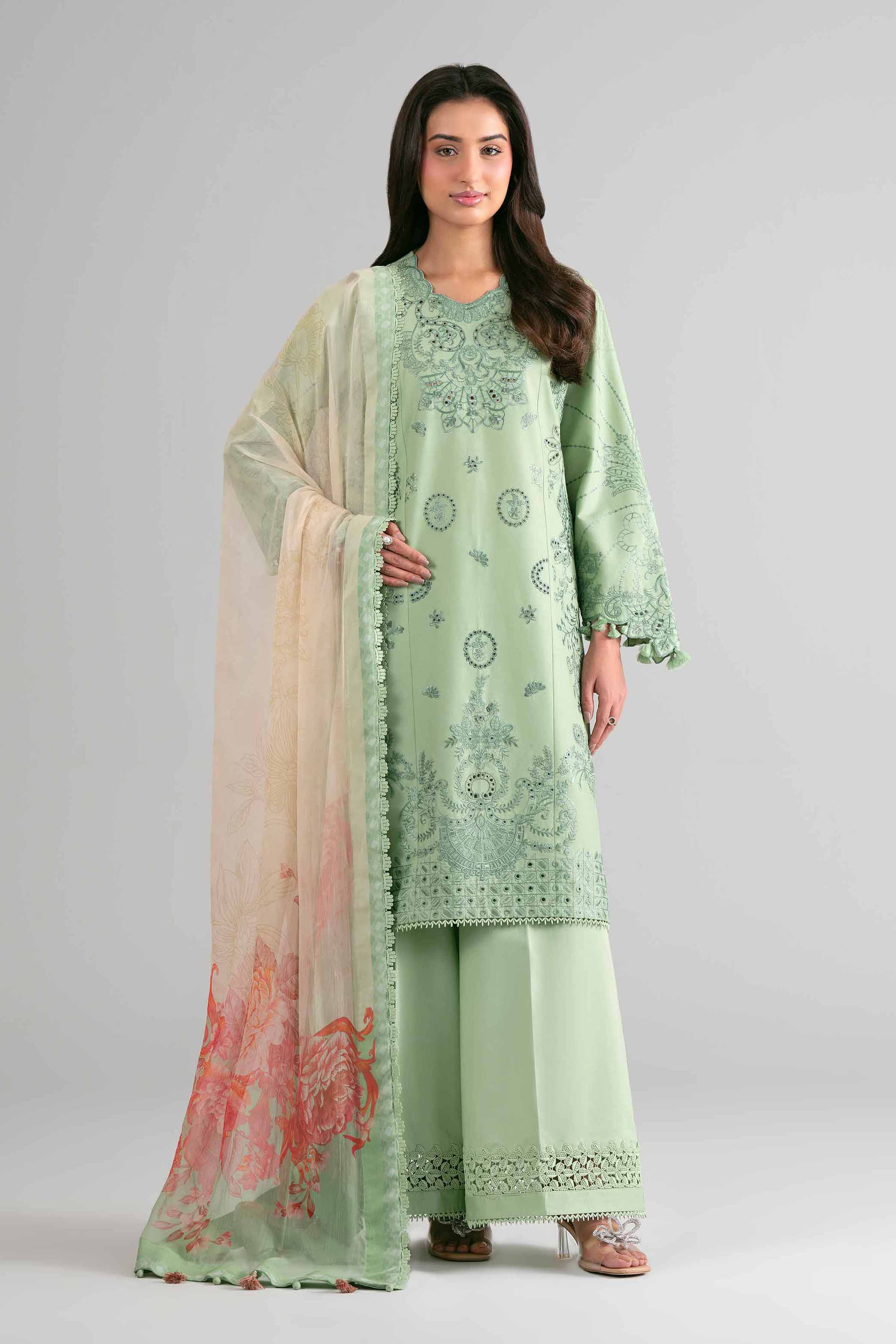 3 Piece - Digital Printed Embroidered Suit - 42601700
