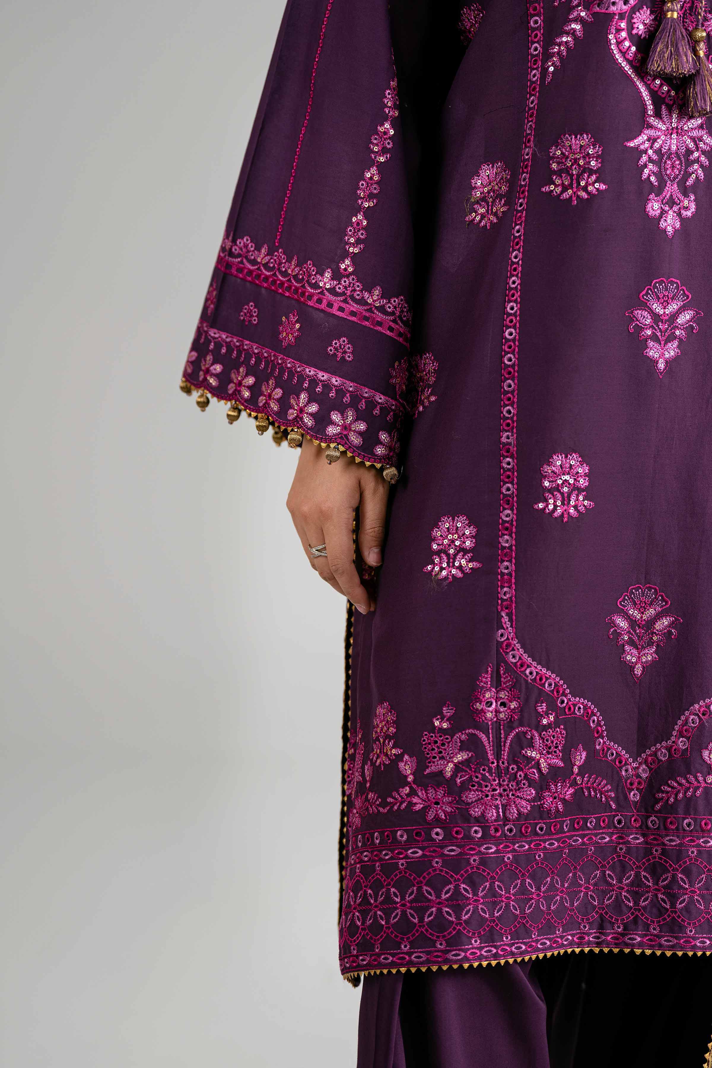 3 Piece - Digital Printed Embroidered Suit - 42601701 Purple Lawn 3PC Embroidered