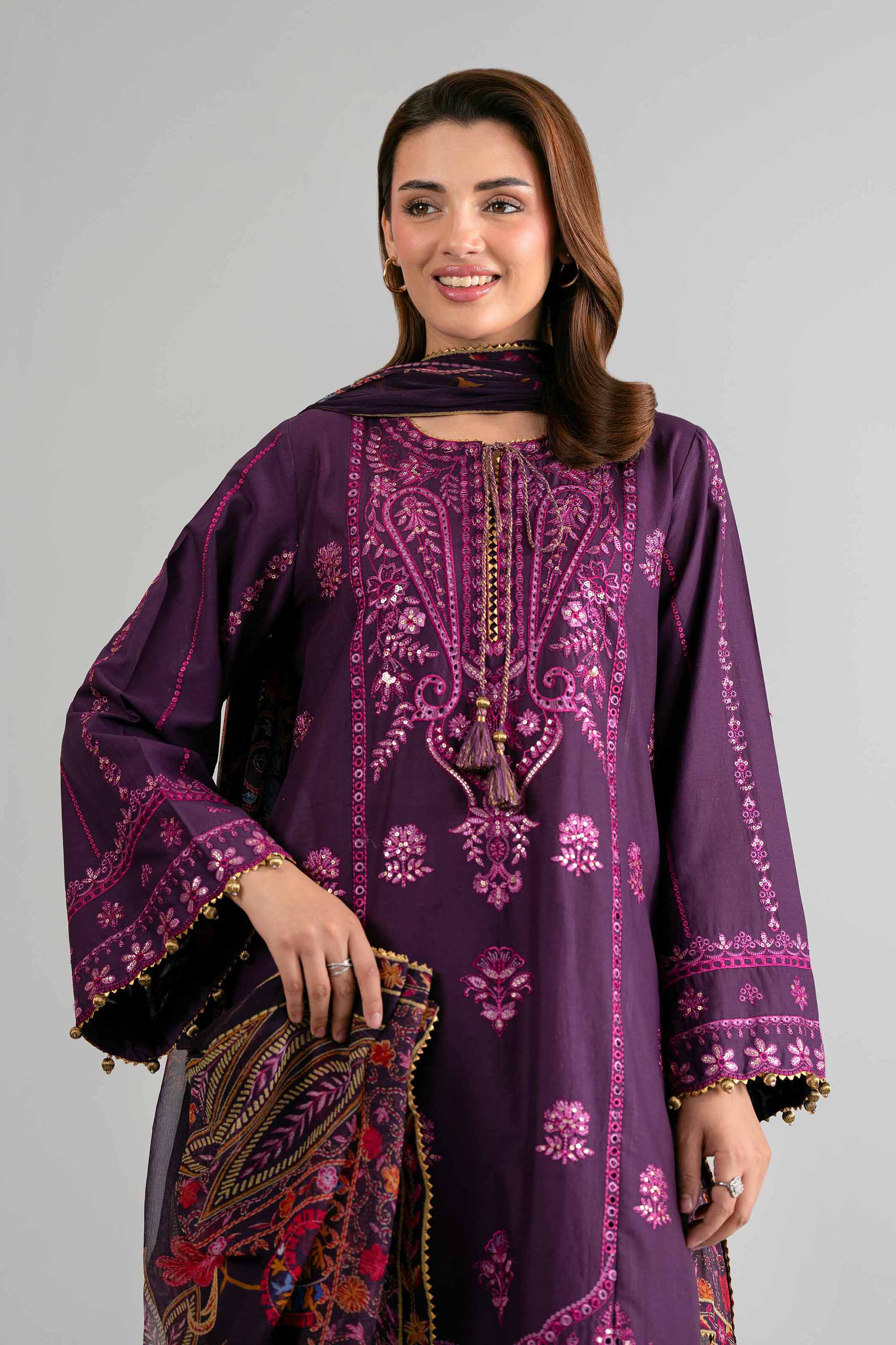 3 Piece - Digital Printed Embroidered Suit - 42601701