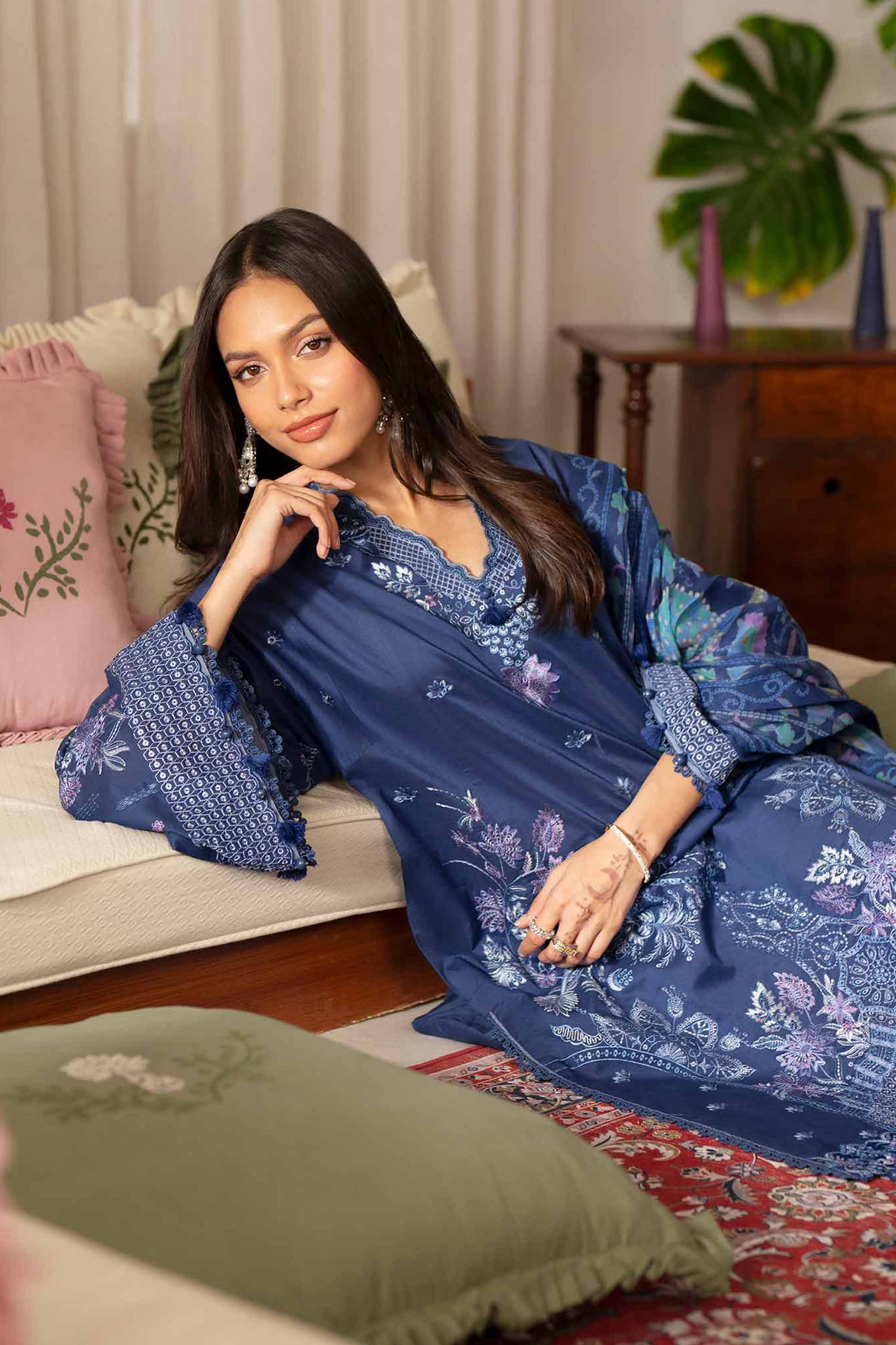 3 Piece - Digital Printed Embroidered Suit - 42601703 Blue Lawn 3PC Embroidered