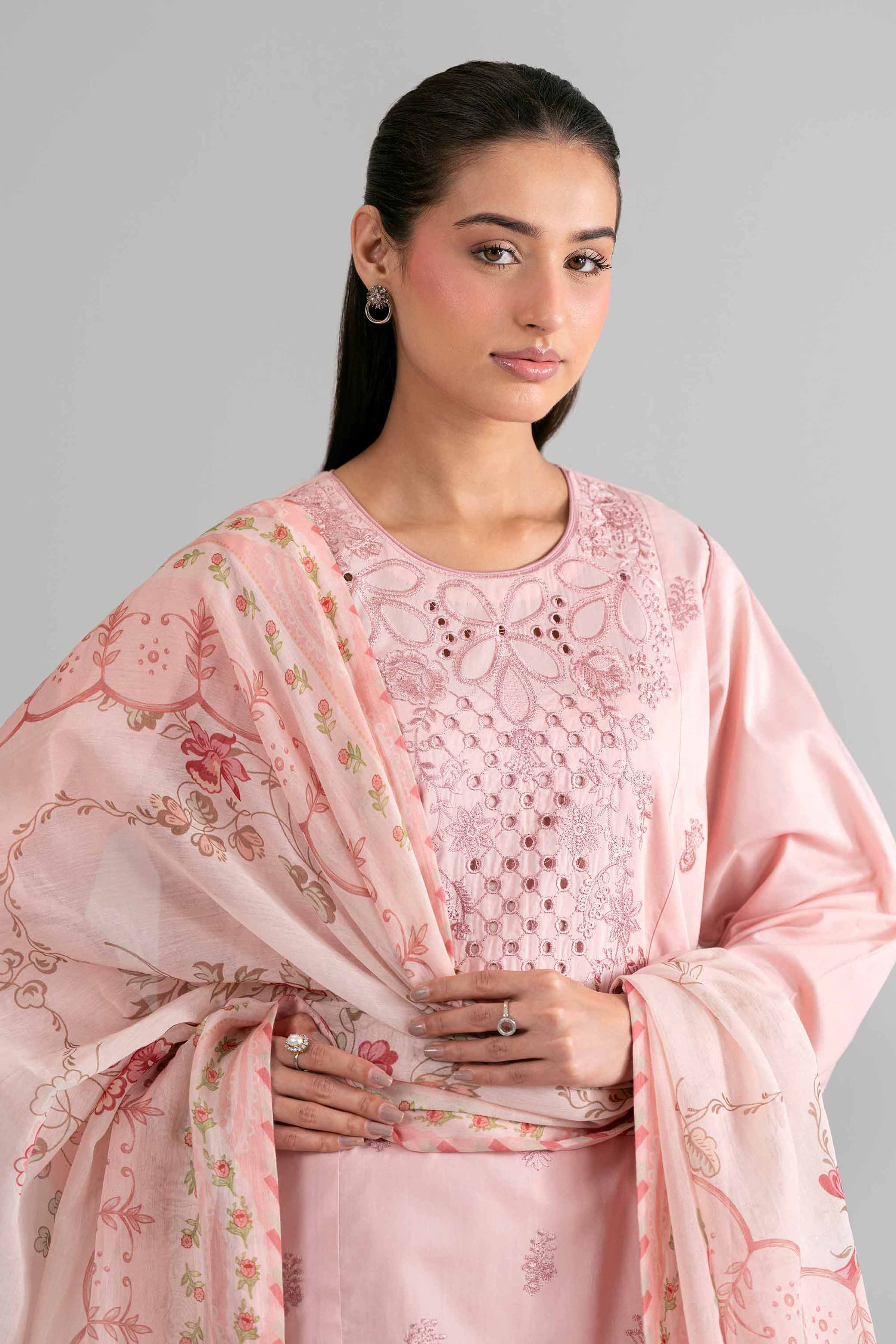 3 Piece - Digital Printed Embroidered Suit - 42601704 Pink Lawn 3PC Embroidered