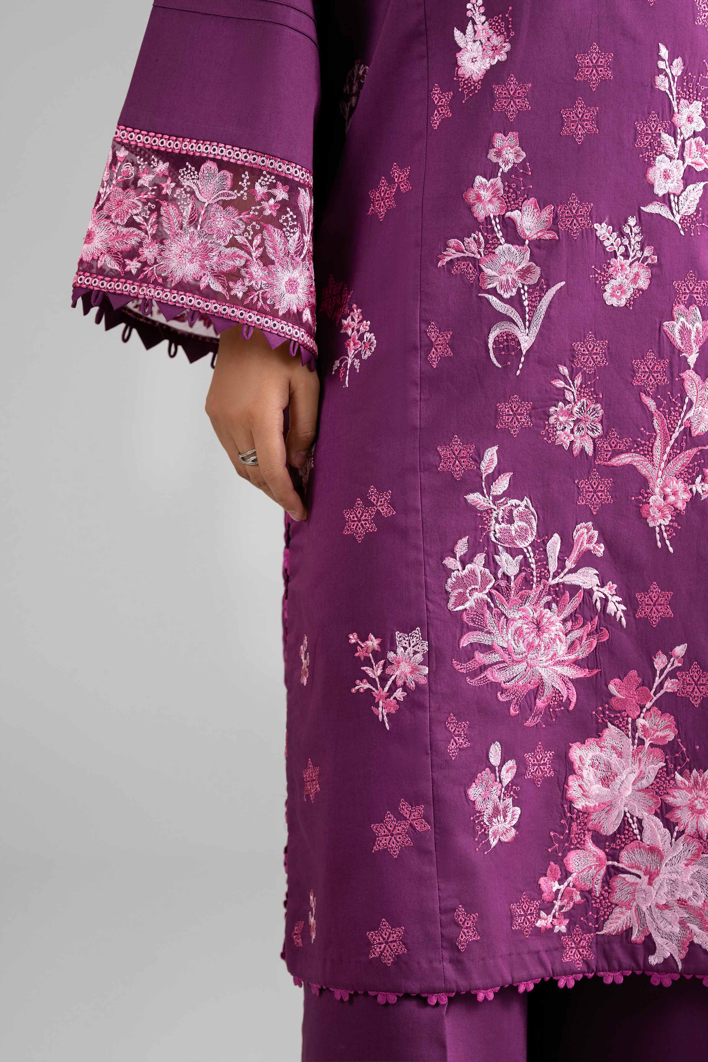 3 Piece - Digital Printed Embroidered Suit - 42601707 Purple Lawn 3PC Embroidered