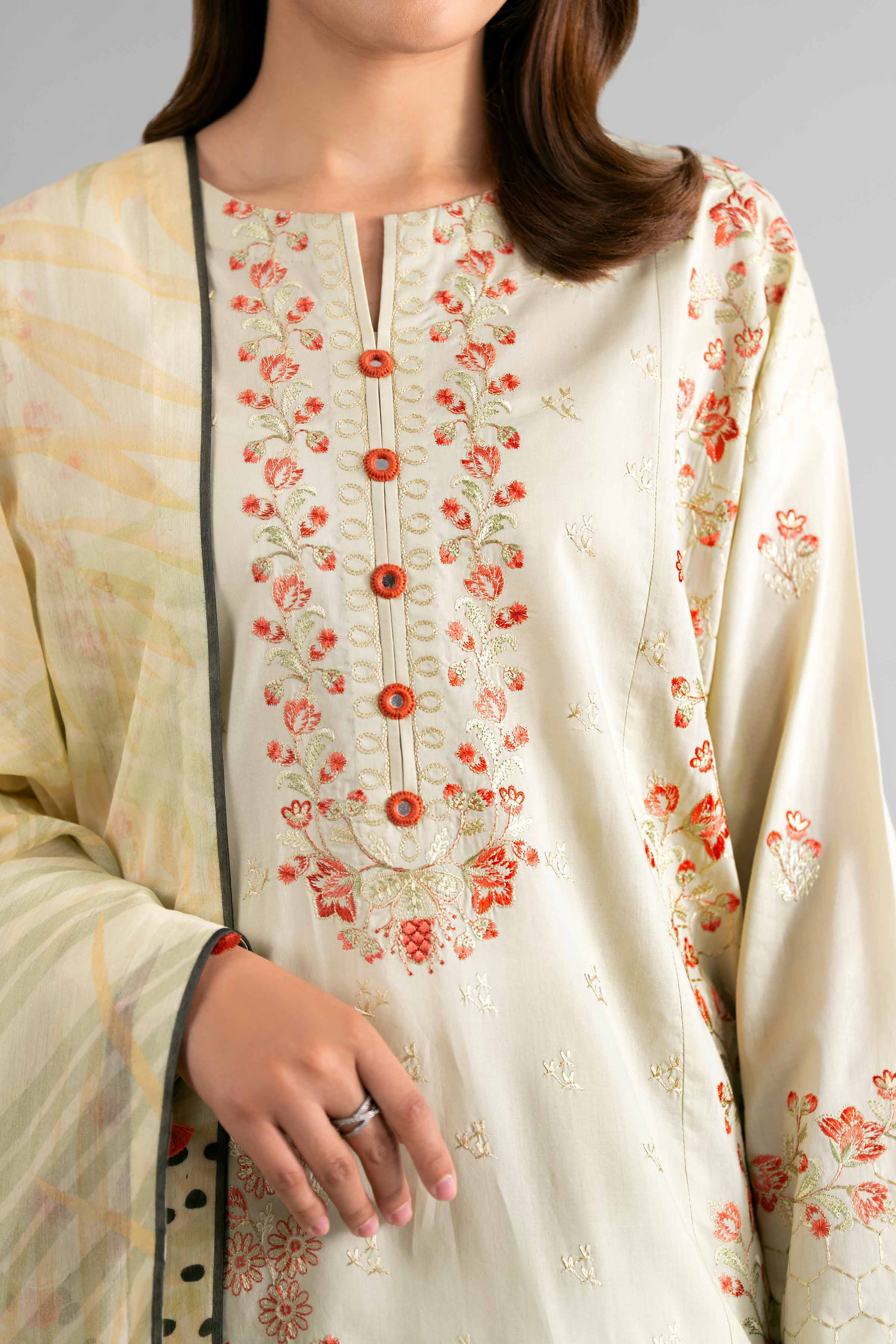 3 Piece - Digital Printed Embroidered Suit - 42601708 Green Lawn 3PC Embroidered