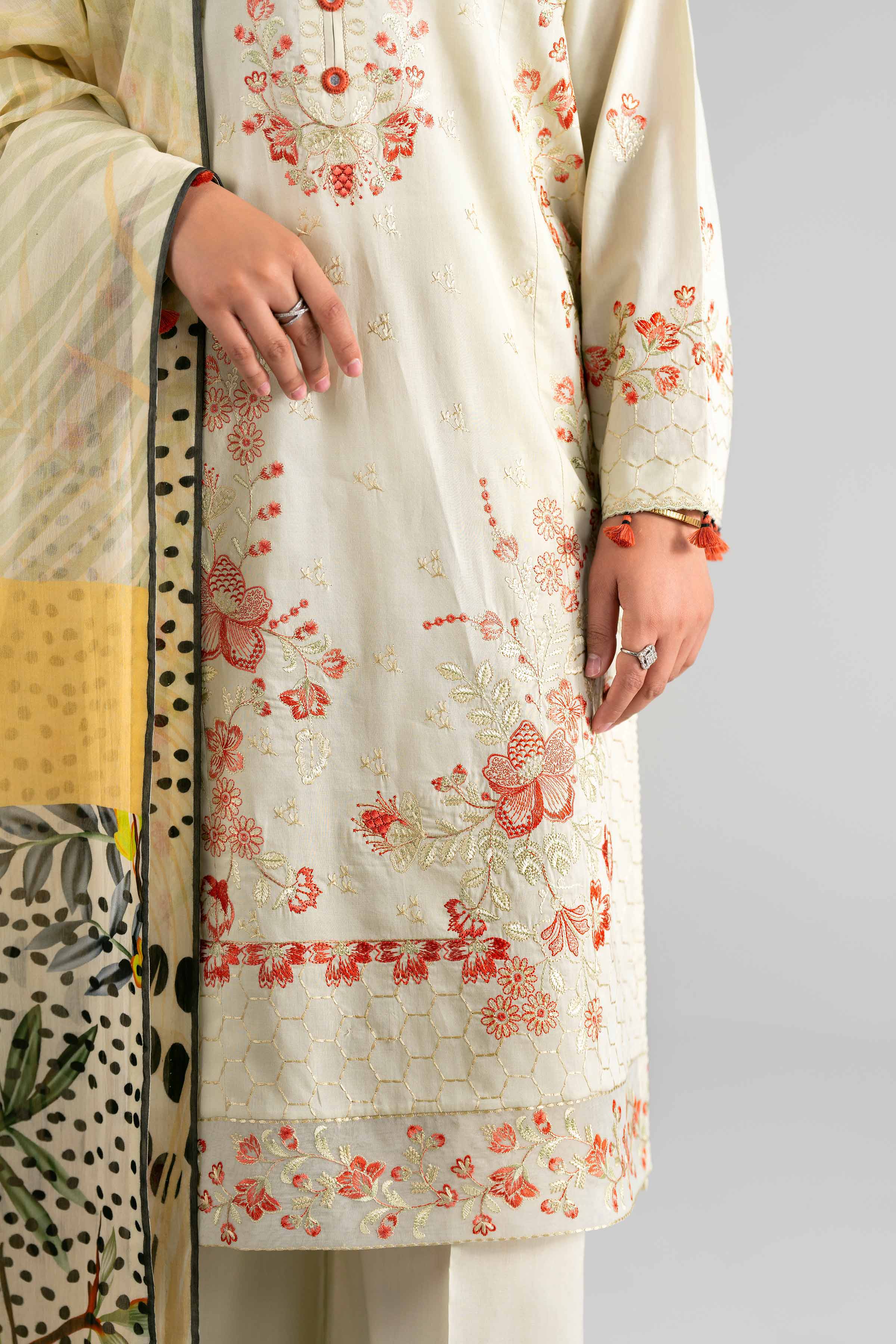 3 Piece - Digital Printed Embroidered Suit - 42601708 Green Lawn 3PC Embroidered
