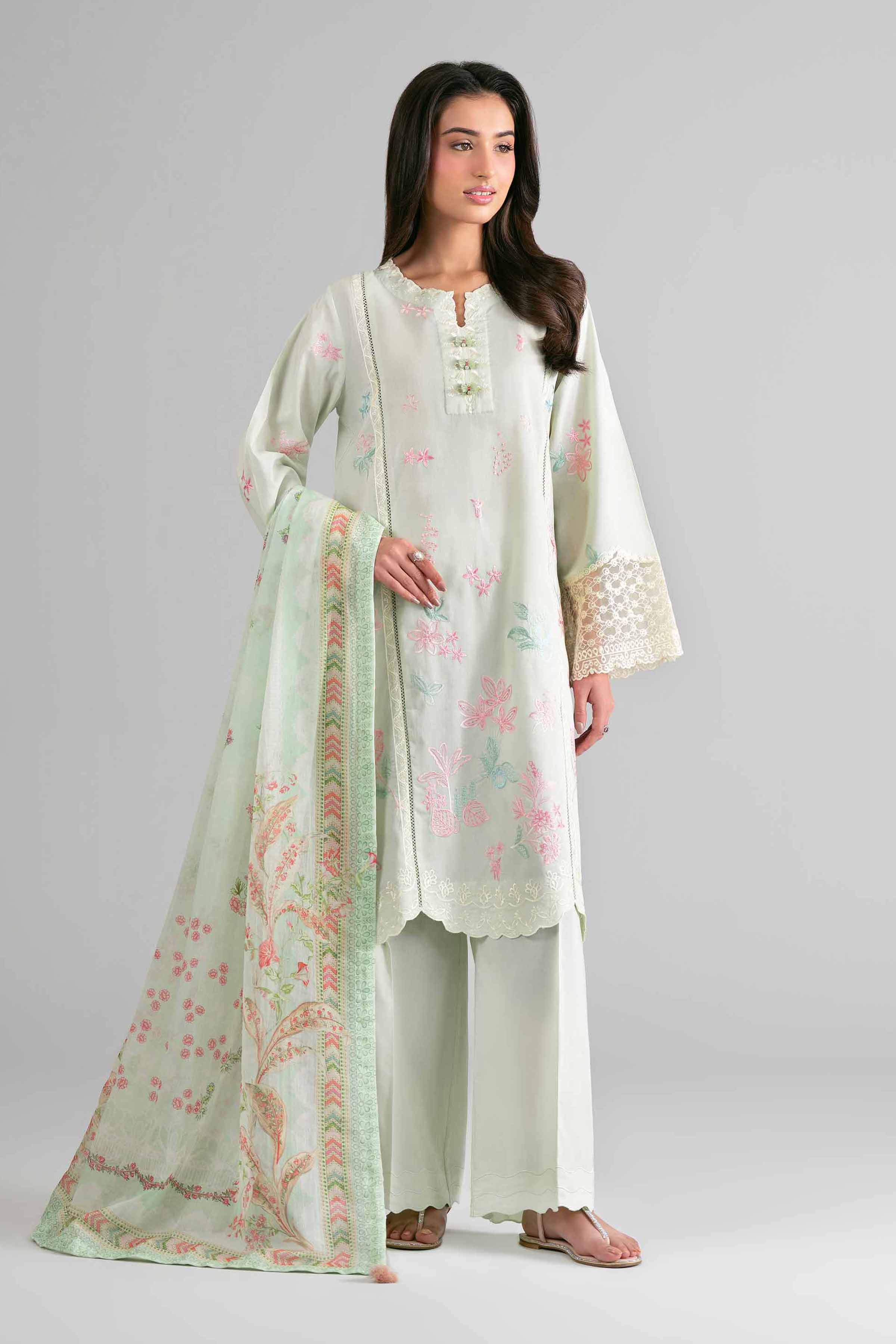 3 Piece - Digital Printed Embroidered Suit - 42601709 Nishat UAE Green Lawn 3PC Embroidered