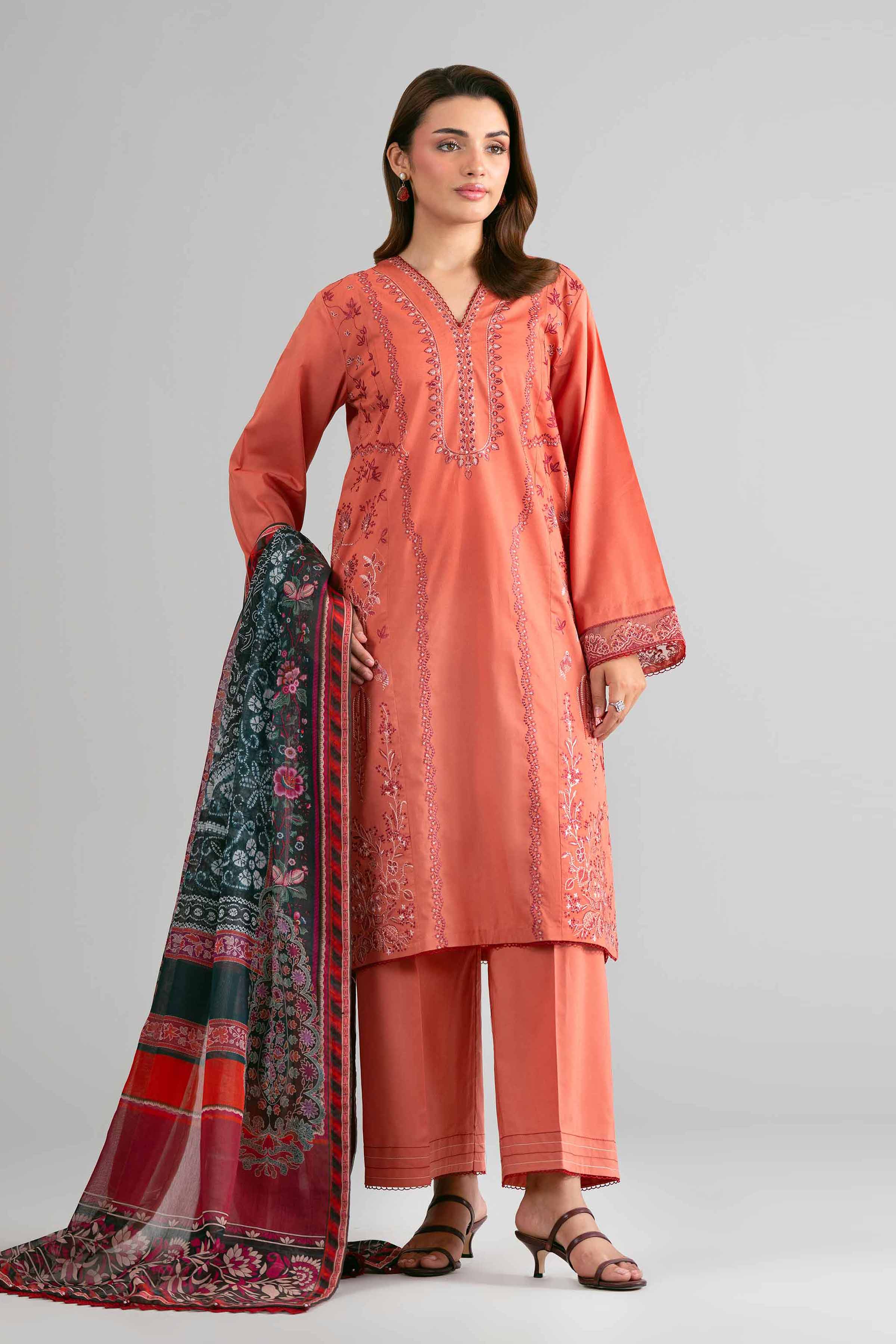 3 Piece - Digital Printed Embroidered Suit - 42601711