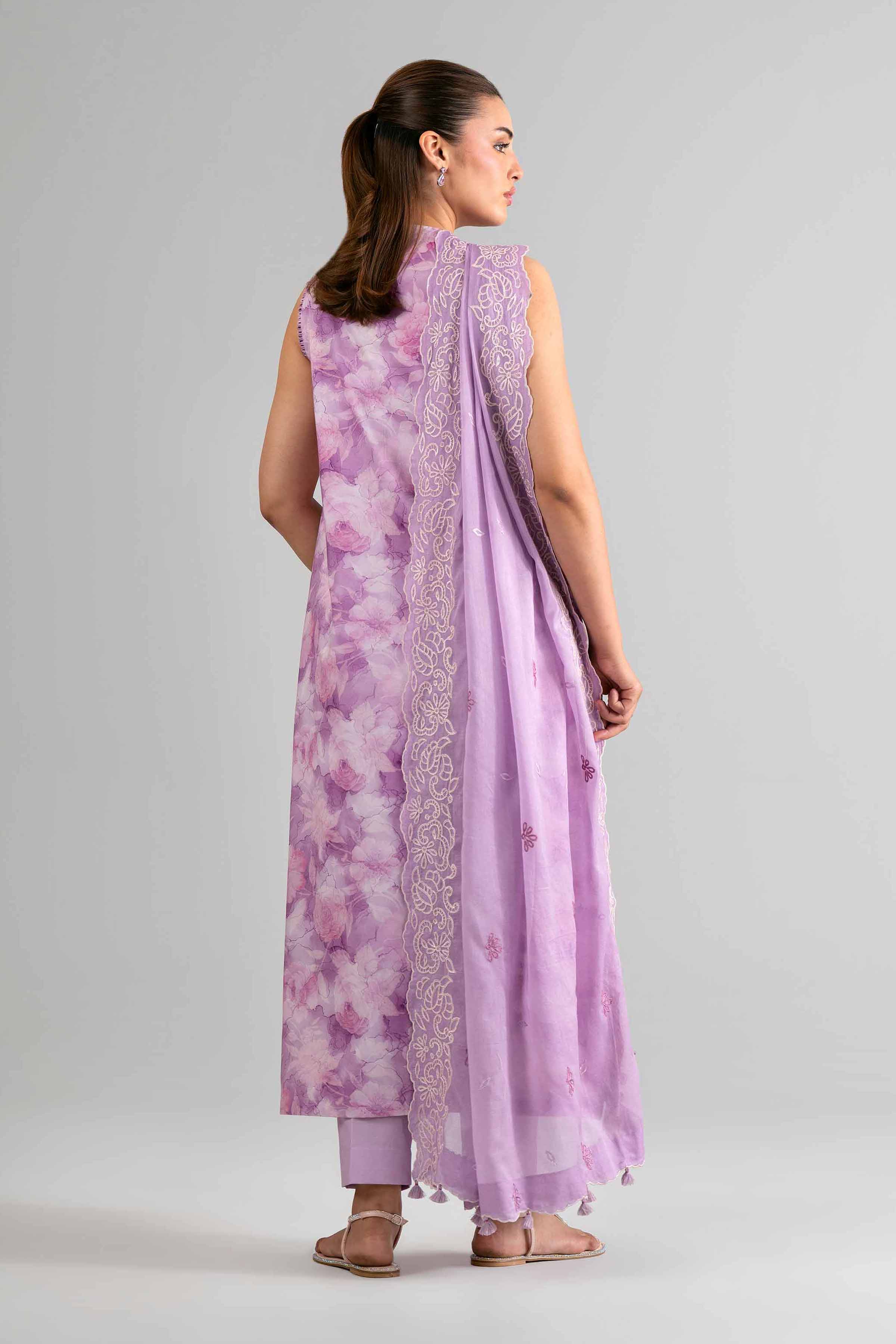 3 Piece - Printed Embroidered Suit - 42601725 Purple Lawn 3PC Embroidered