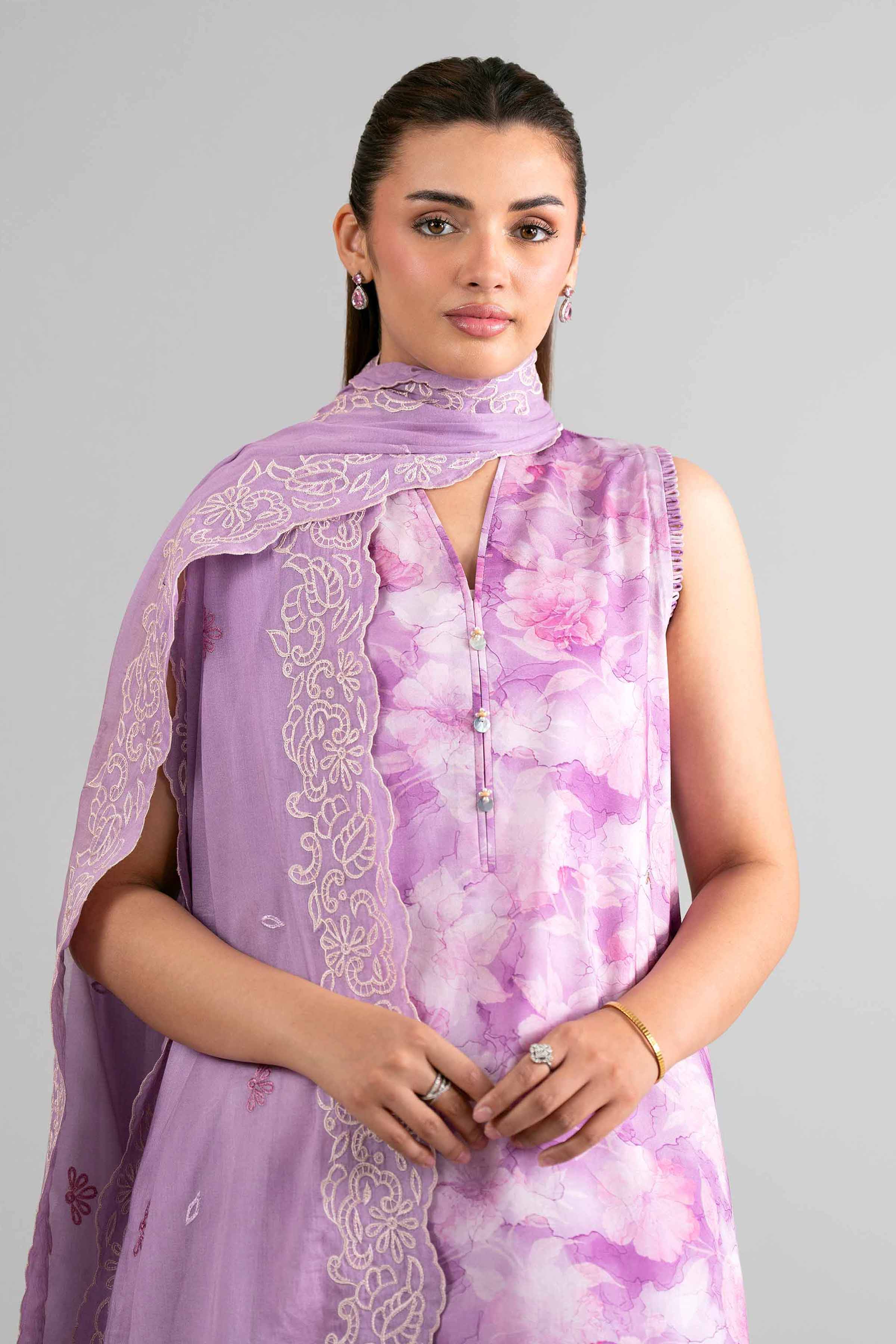 3 Piece - Printed Embroidered Suit - 42601725 Purple Lawn 3PC Embroidered