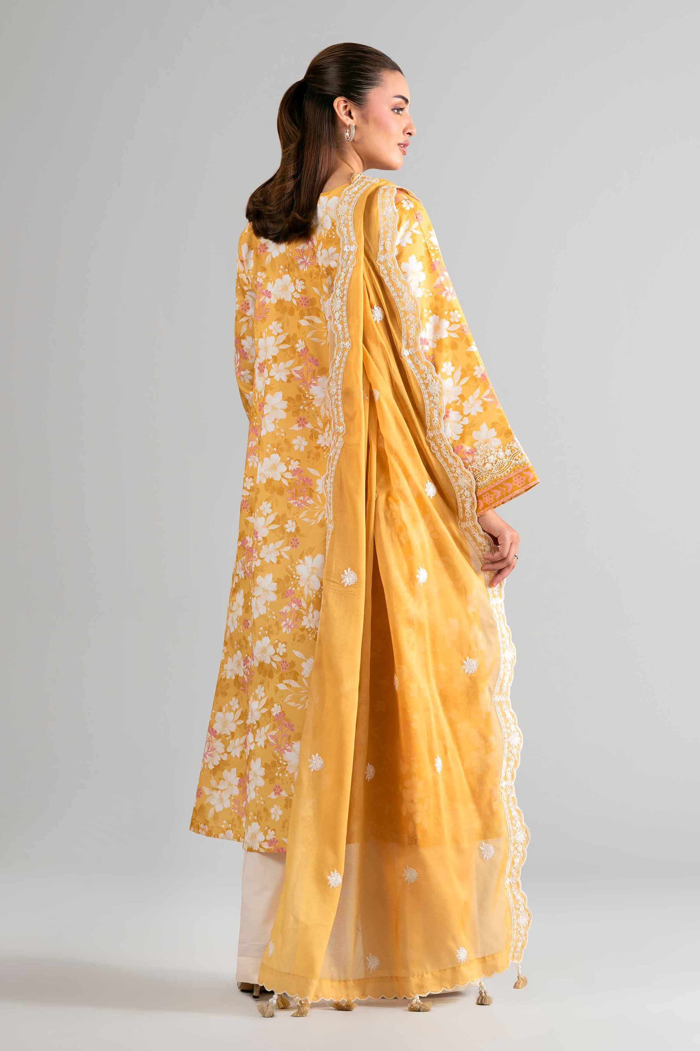 3 Piece - Printed Embroidered Suit - 42601726 Yellow Lawn 3PC Embroidered