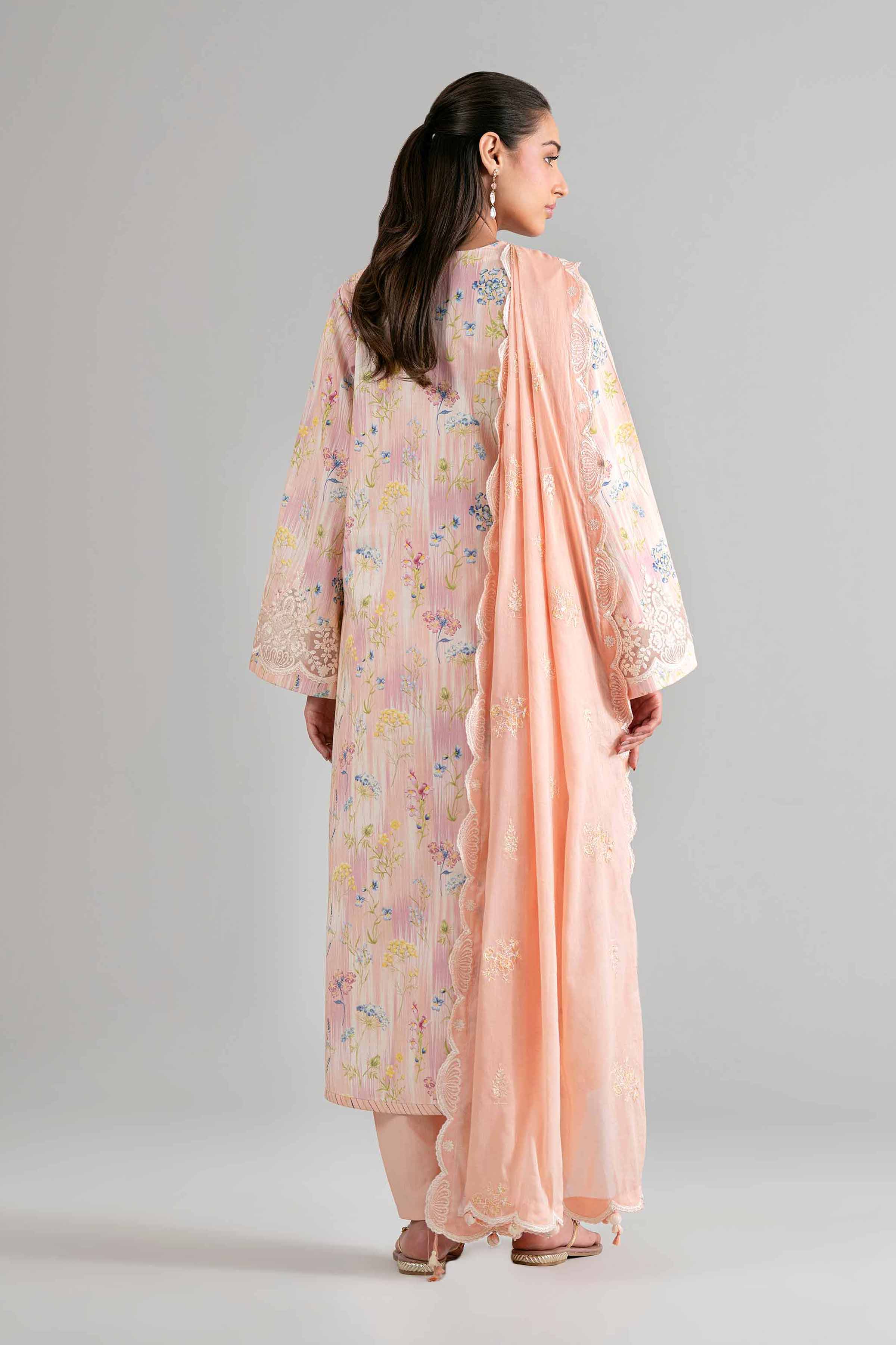 3 Piece - Printed Embroidered Suit - 42601727 Pink Lawn 3PC Embroidered