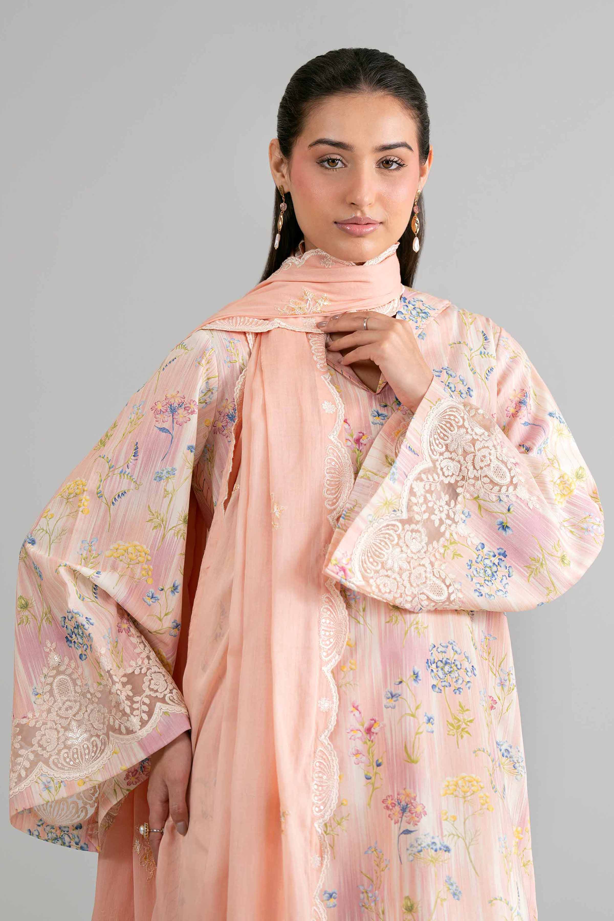 3 Piece - Printed Embroidered Suit - 42601727 Pink Lawn 3PC Embroidered