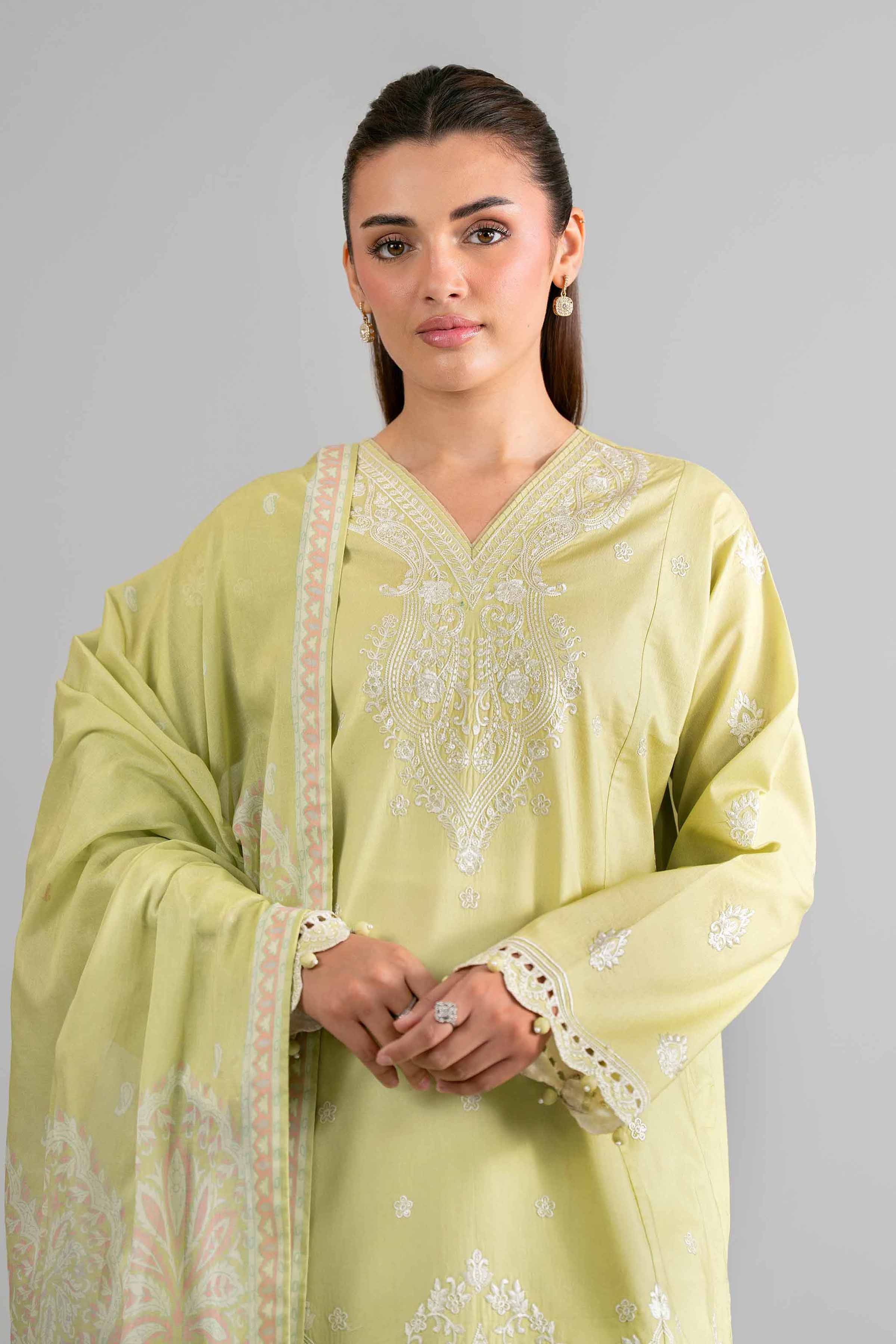 3 Piece - Digital Printed Embroidered Suit - 42601729 Green Lawn 3PC Embroidered
