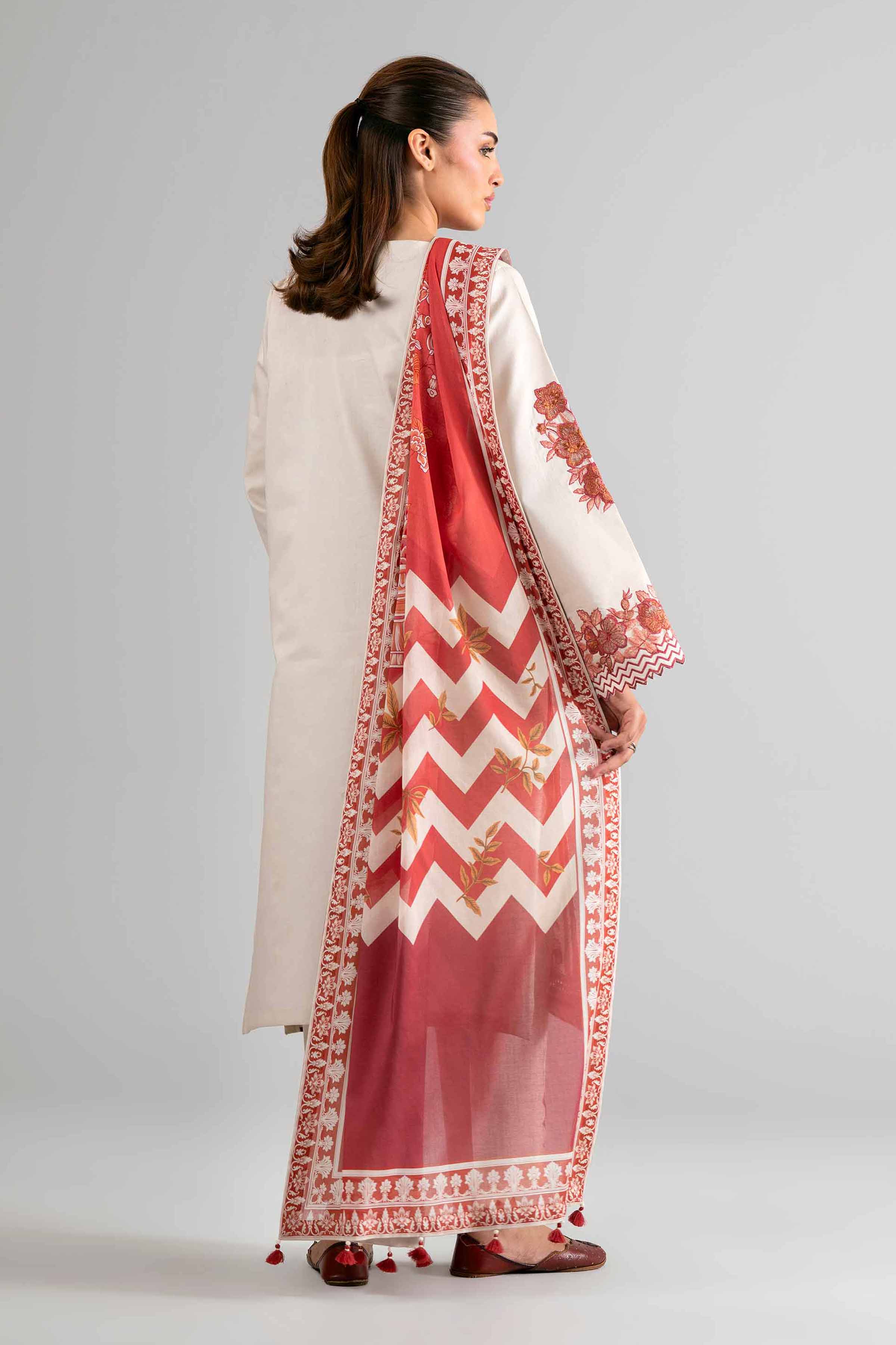3 Piece - Digital Printed Embroidered Suit - 42601730 Beige Lawn 3PC Embroidered