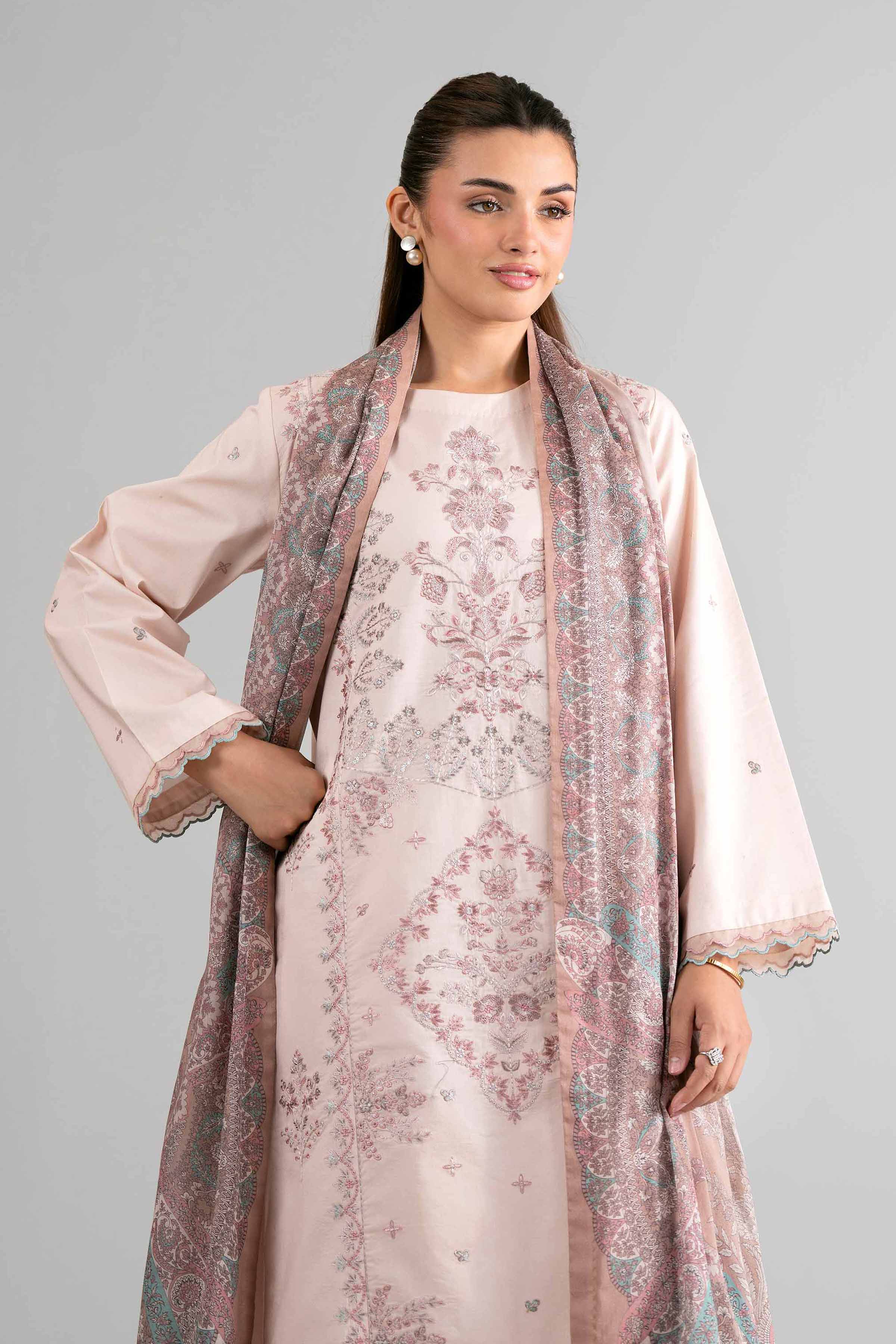 3 Piece - Digital Printed Embroidered Suit - 42601732 Pink Lawn 3PC Embroidered