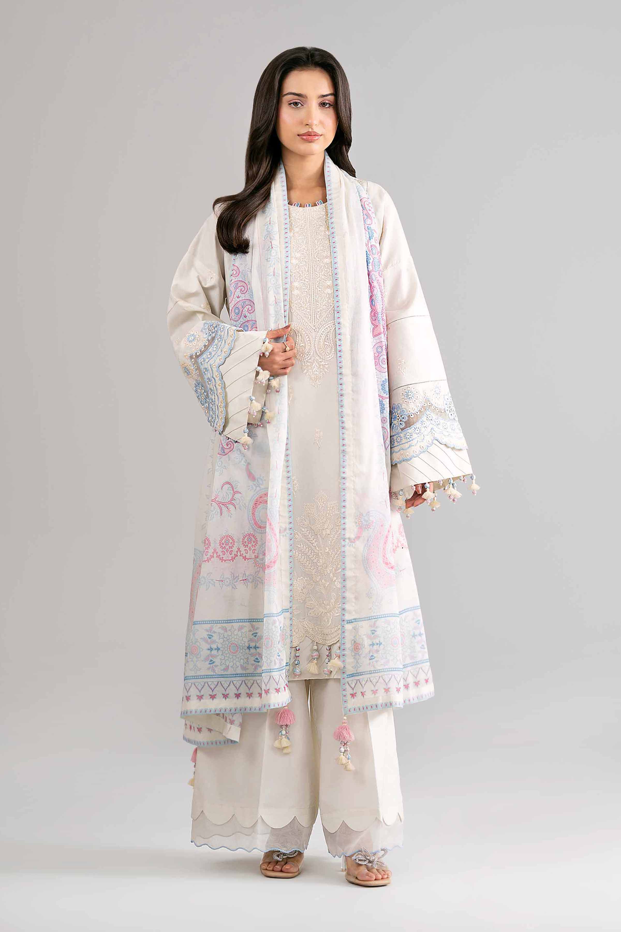 3 Piece - Digital Printed Embroidered Suit - 42601735 Off White Lawn 3PC Embroidered