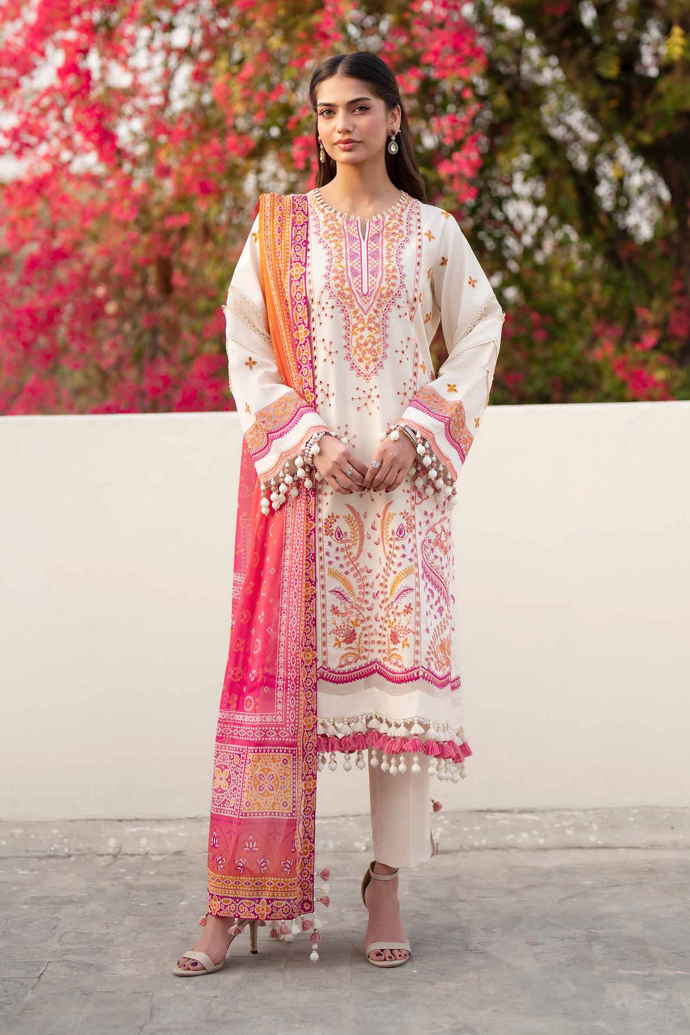 3 Piece - Digital Printed Embroidered Suit - 42601738 Beige Lawn 3PC Embroidered