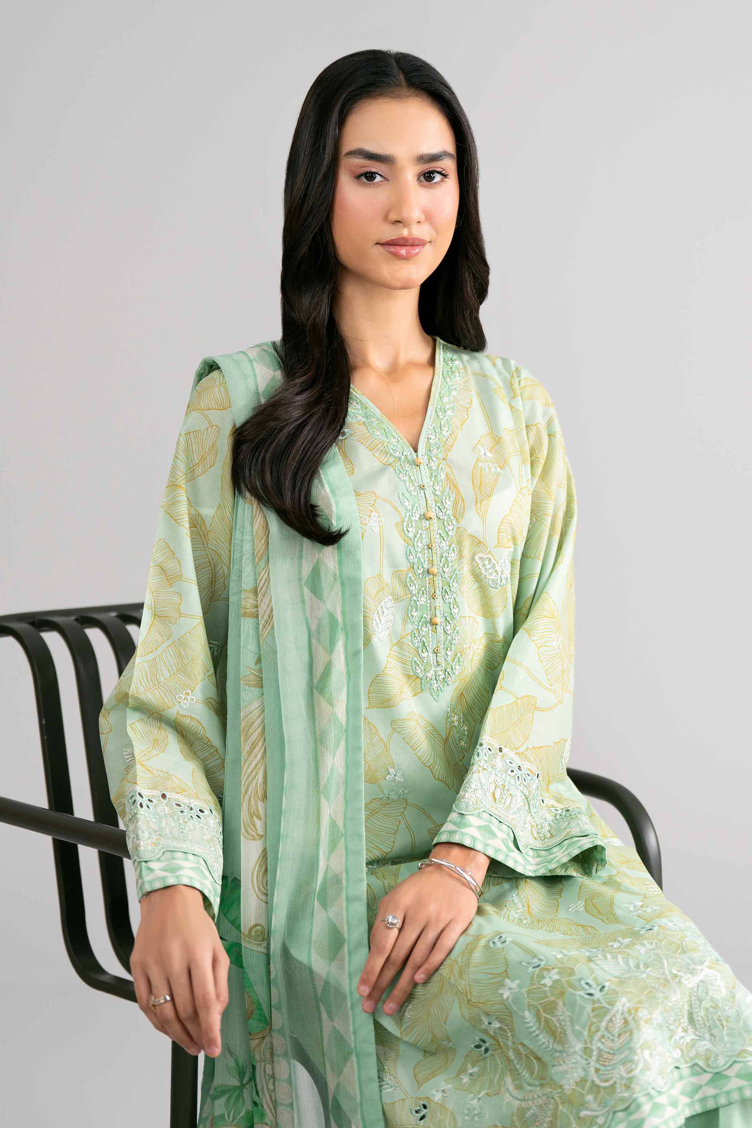 3 Piece - Digital Printed Embroidered Suit - 42601742