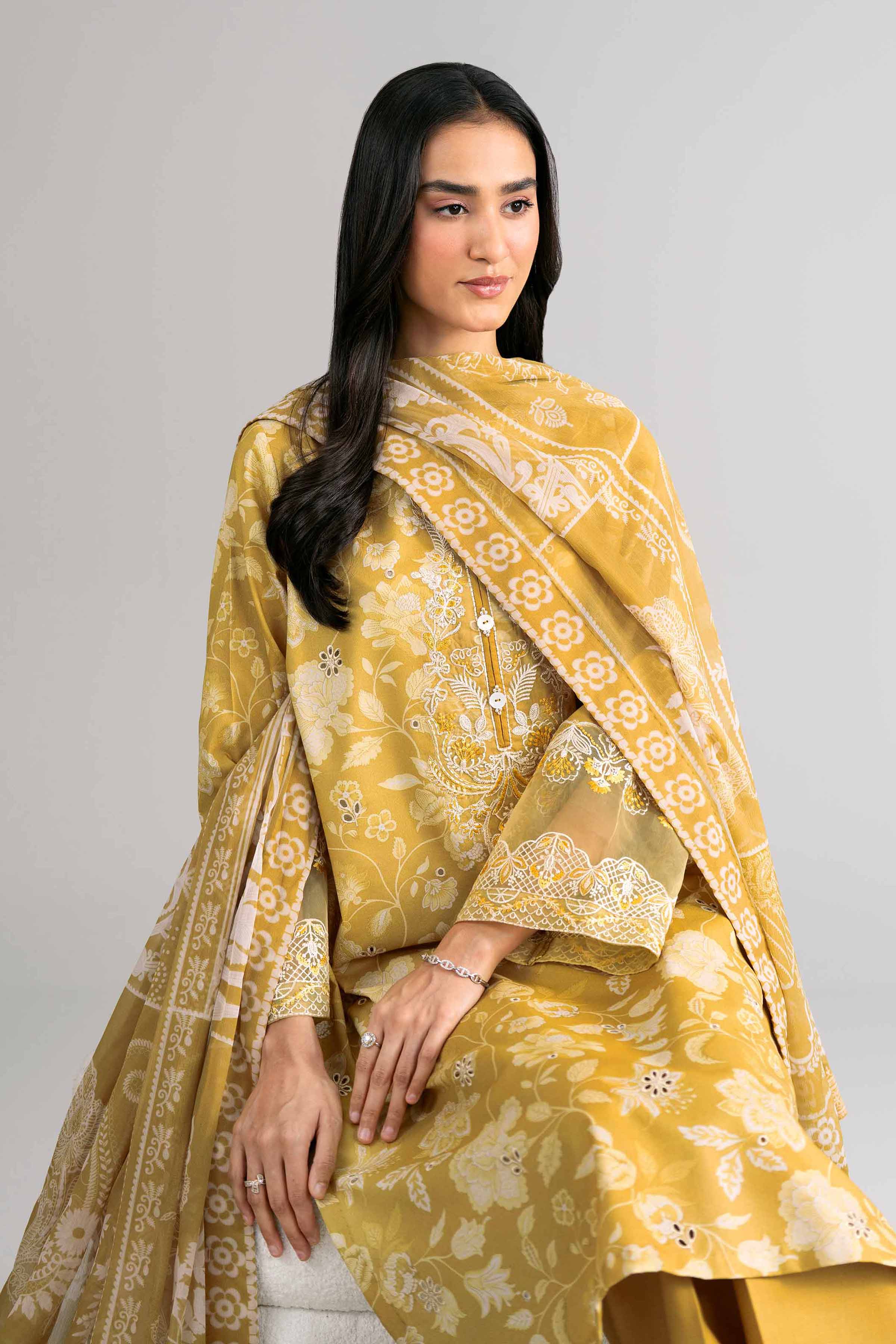 3 Piece - Digital Printed Embroidered Suit - 42601745