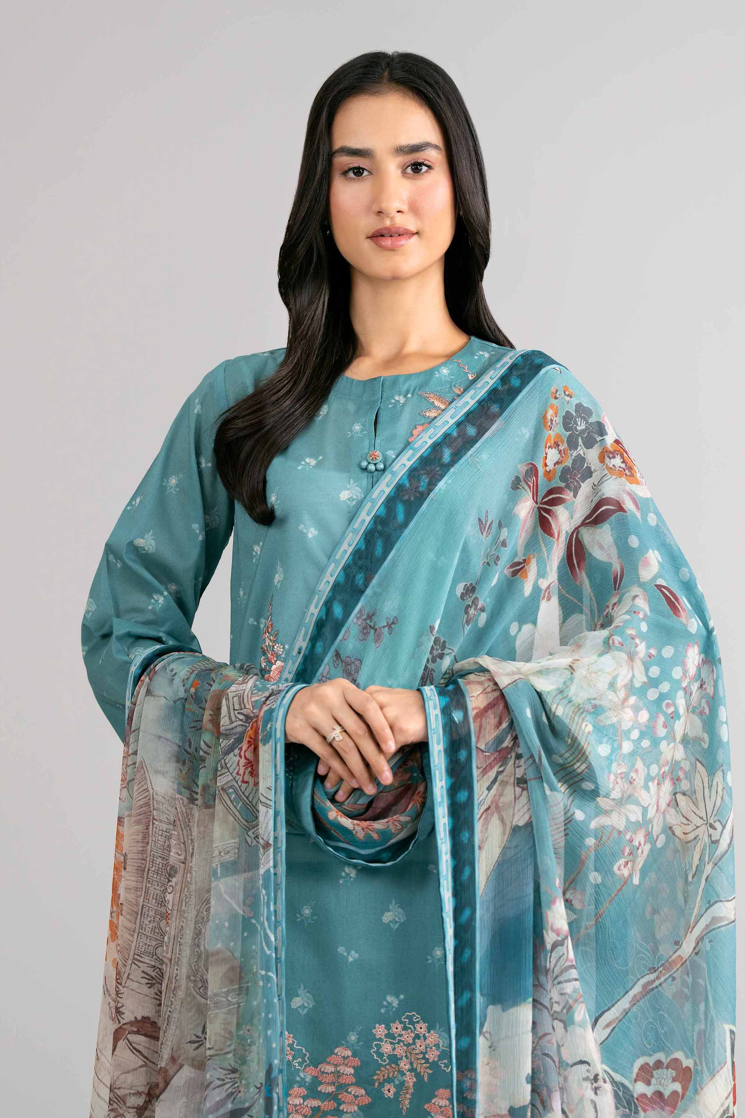 3 Piece - Digital Printed Embroidered Suit - 42601748