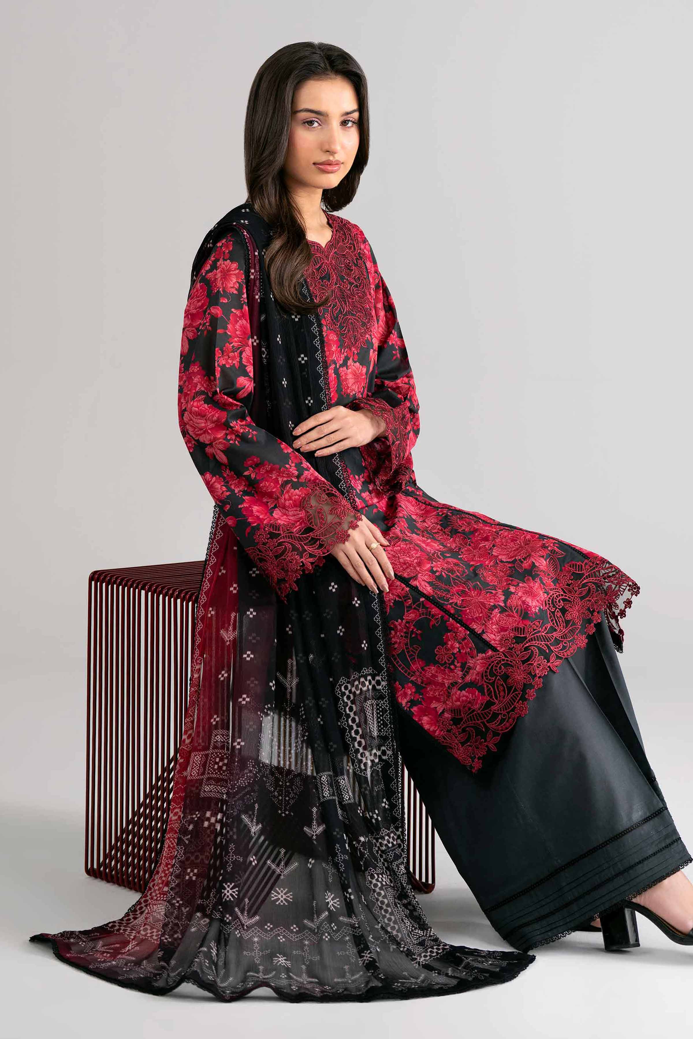 3 Piece - Digital Printed Embroidered Suit - 42601749