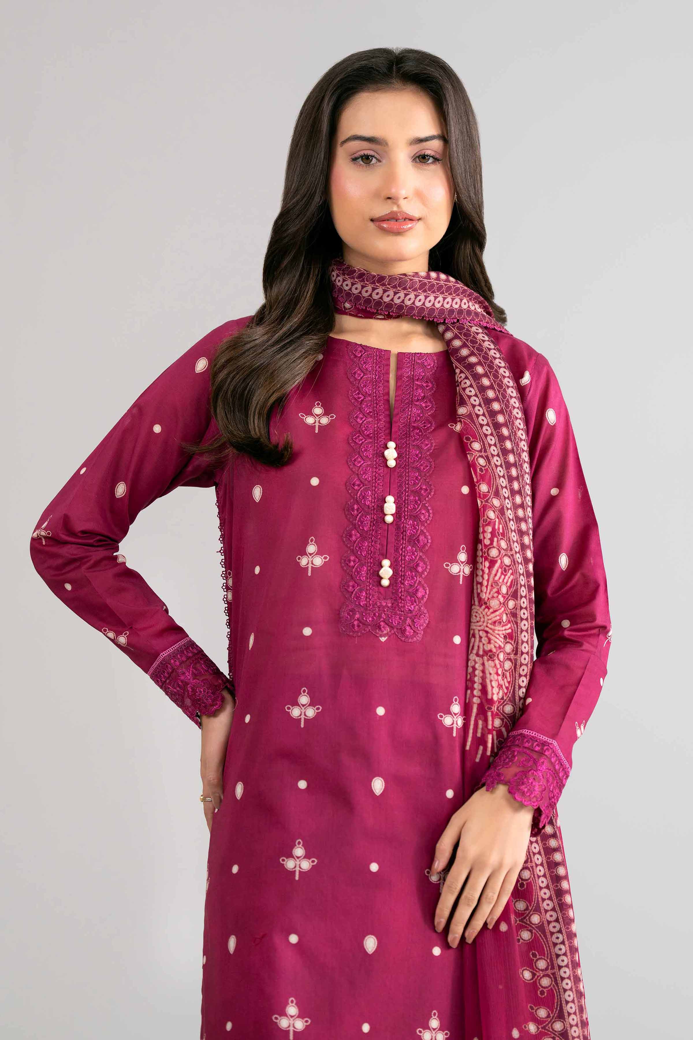 3 Piece - Digital Printed Embroidered Suit - 42601750