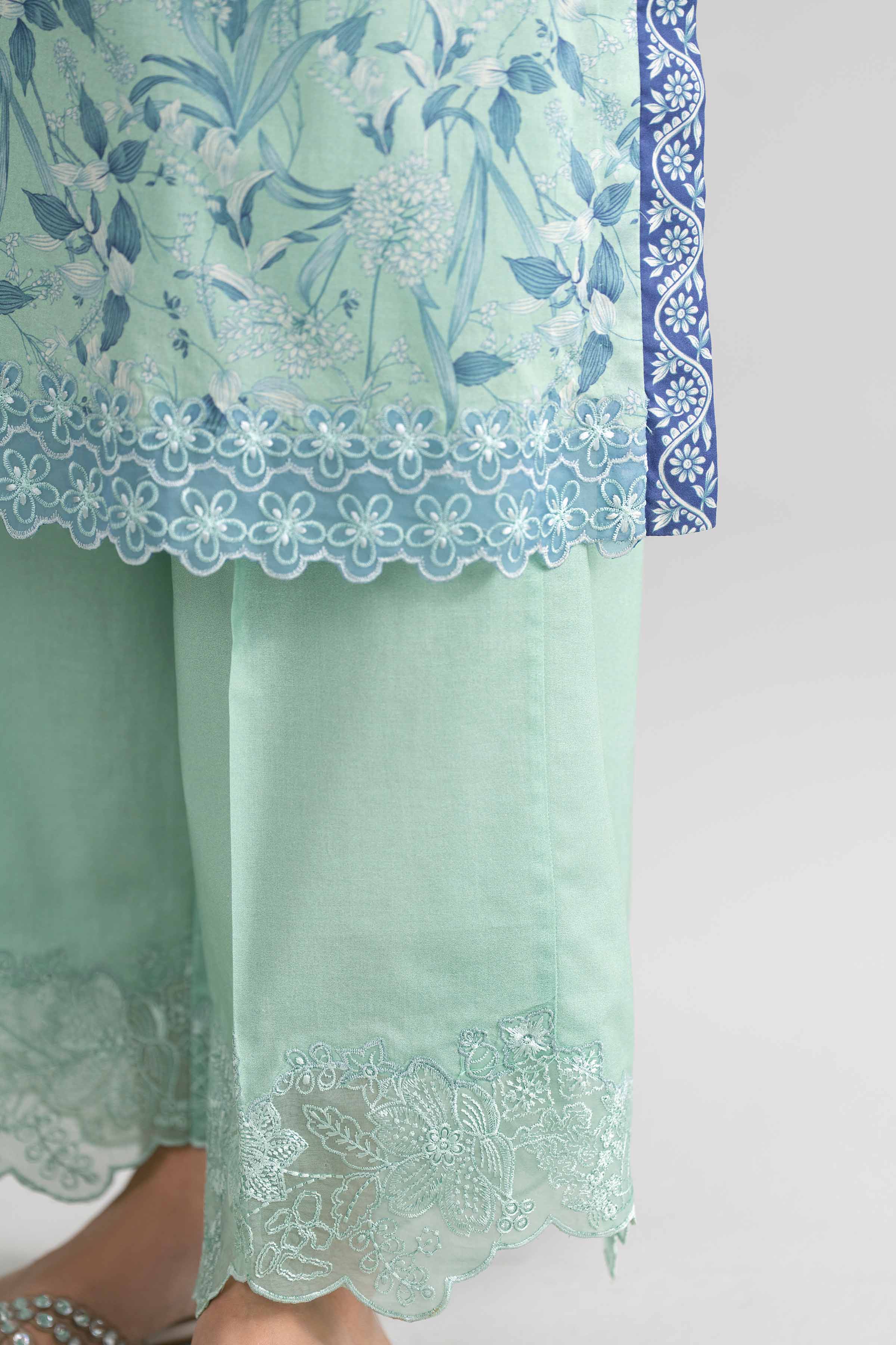 3 Piece - Digital Printed Embroidered Suit - 42601751 Green Lawn 3PC Embroidered